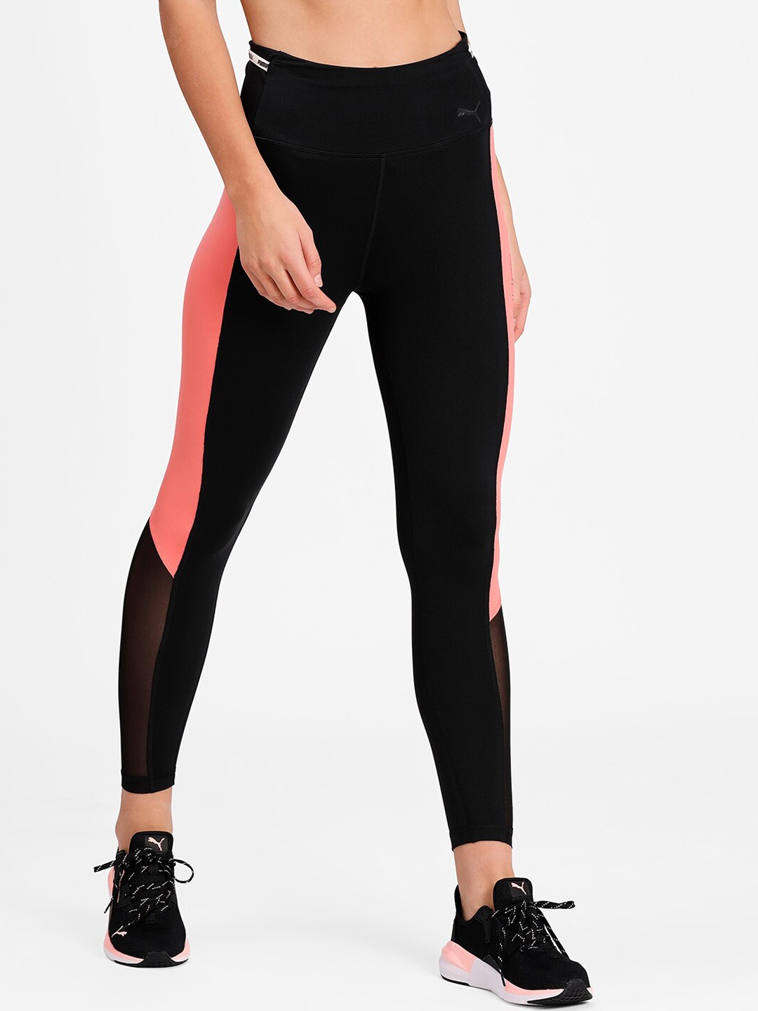 

Puma Black & Peach-coloured Train Logo Block High Waist 7/8 Tights