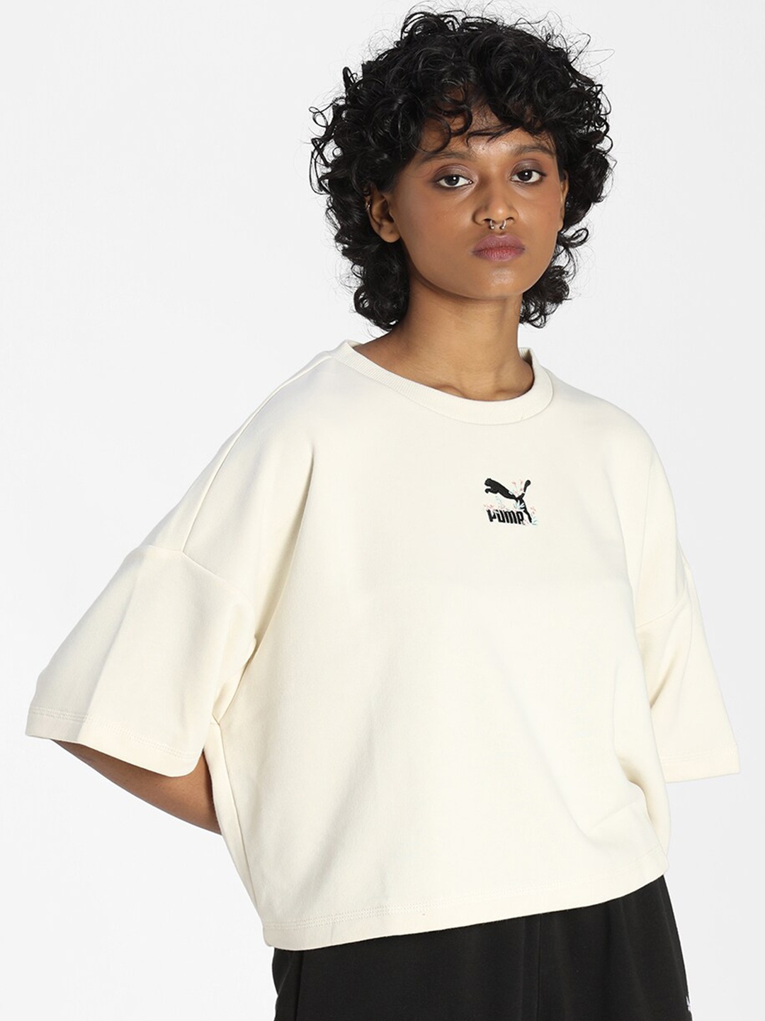 

Puma Women Cream-Coloured Floral Crew Sweat