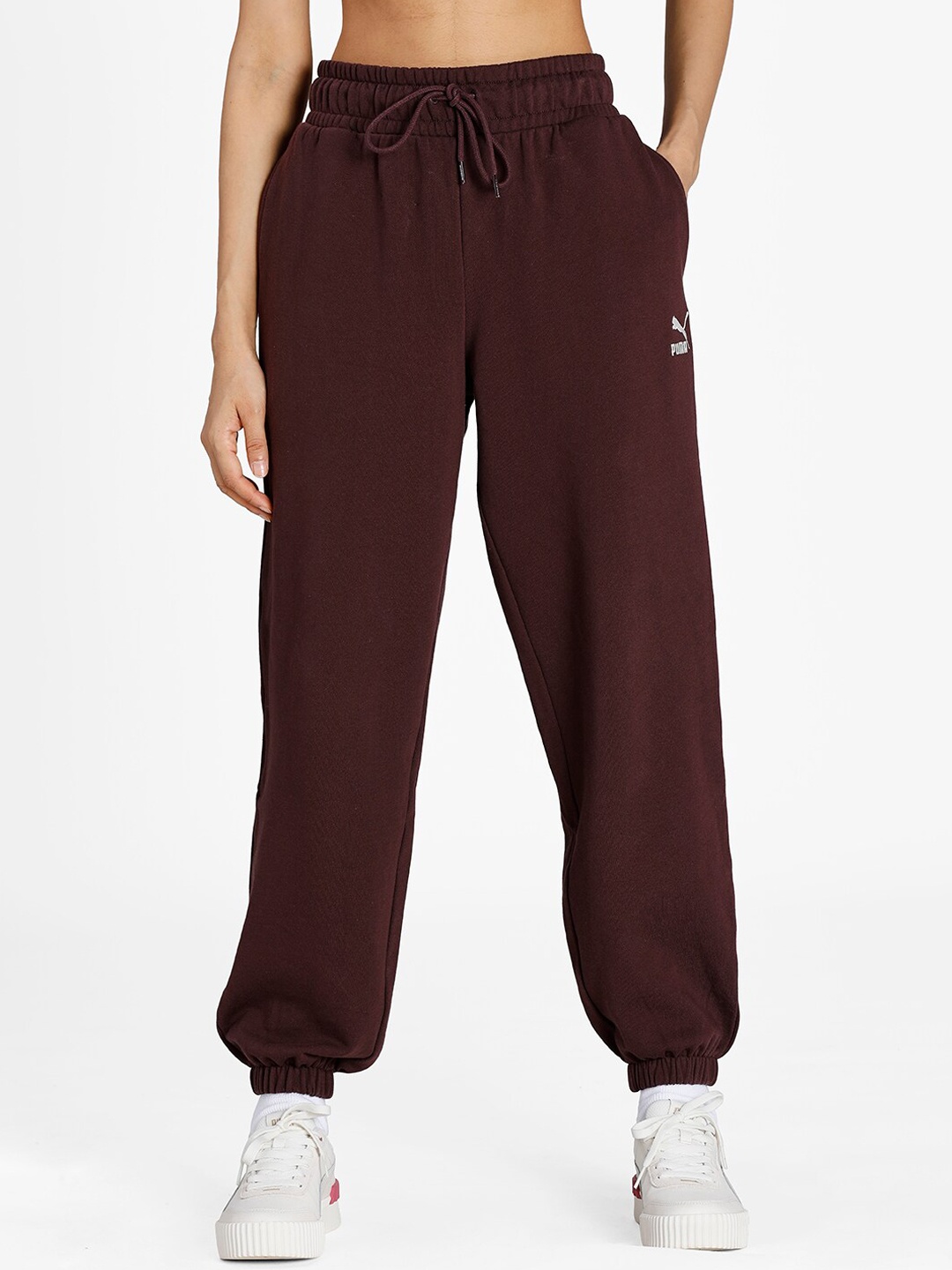 

Puma Women Brown Solid Pure Cotton Classics Relaxed Jogger