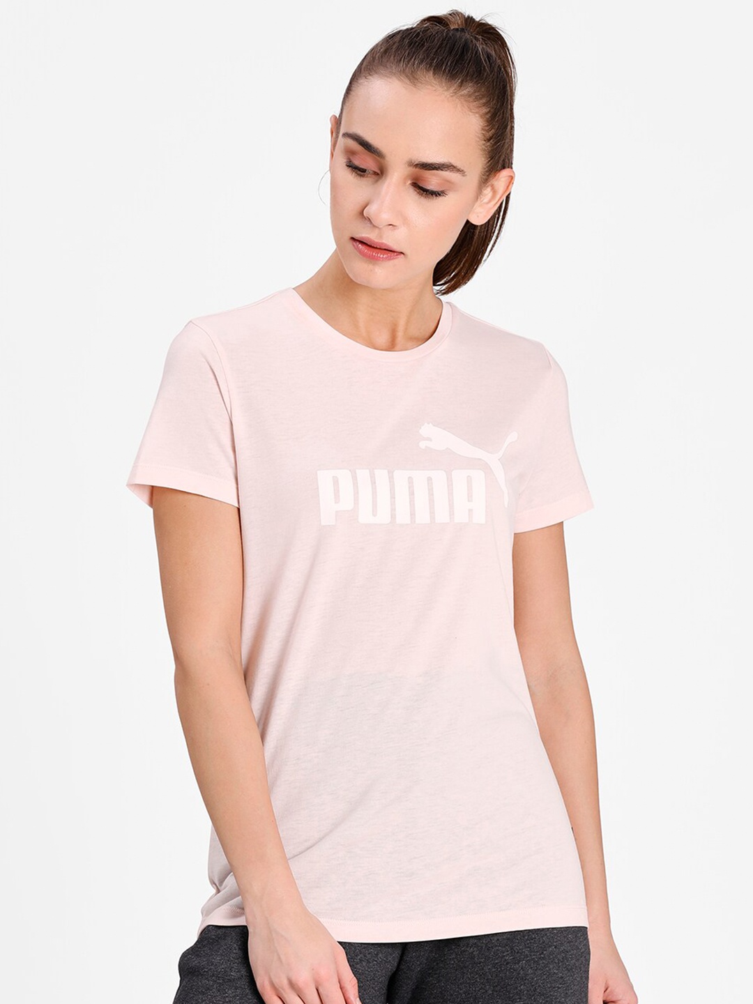 

Puma Women Pink Brand ESS Logo Heather Tee