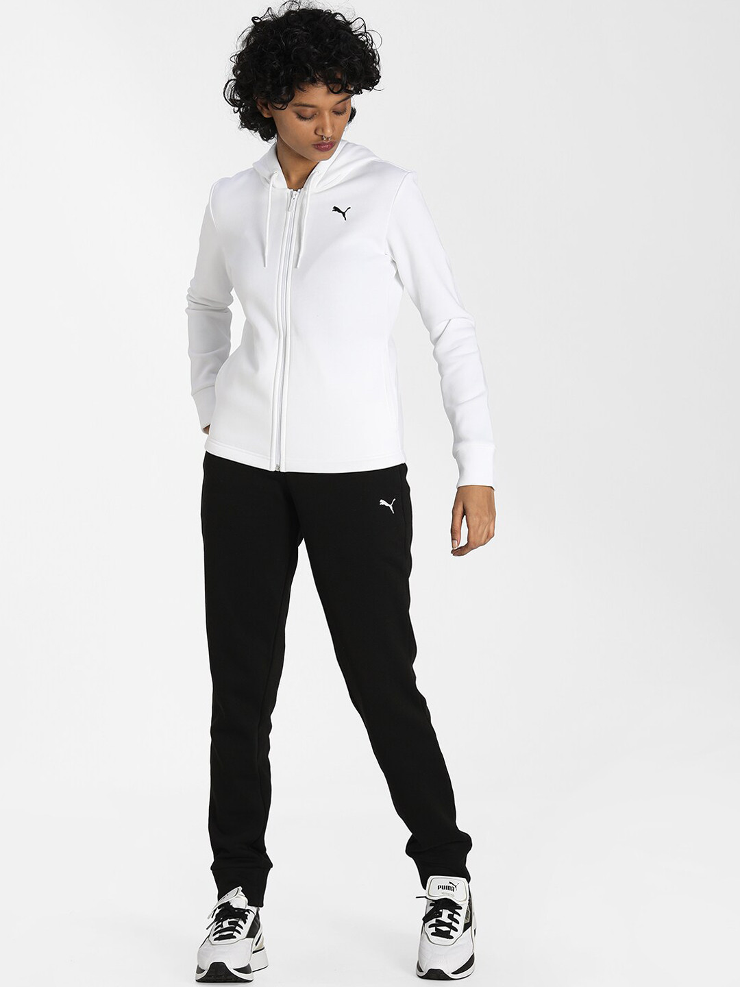 

Puma Women White Classic Regular Fit Hooded Track Suit