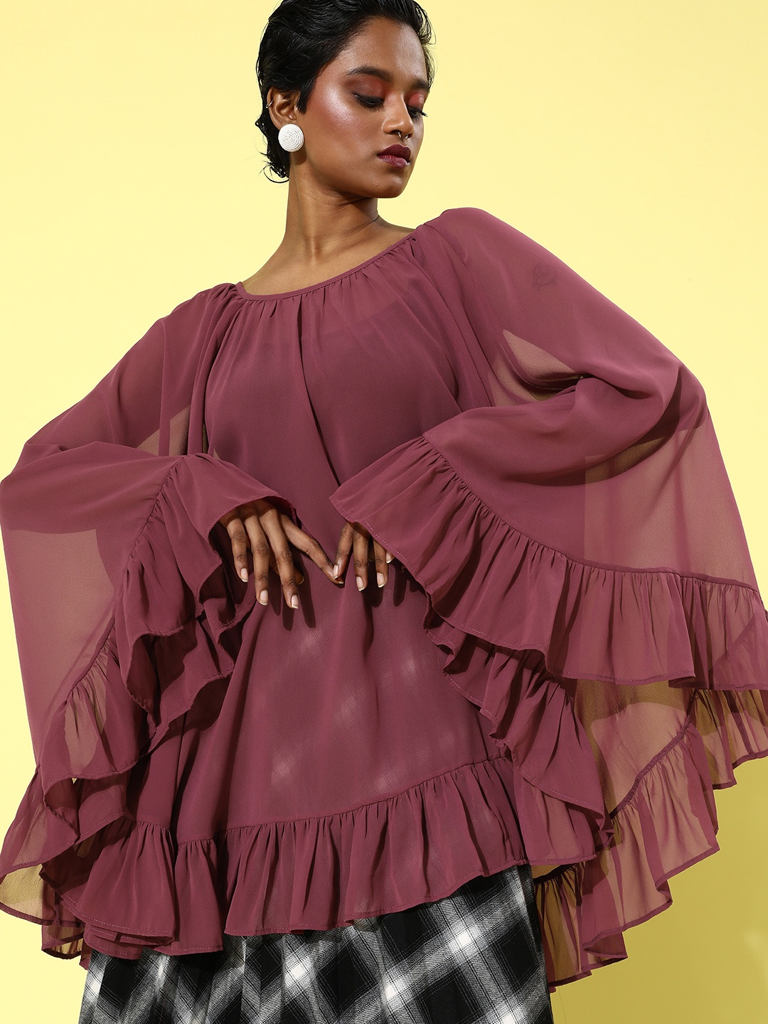 

QUIERO Women Attractive Mauve Solid PonchoShrug
