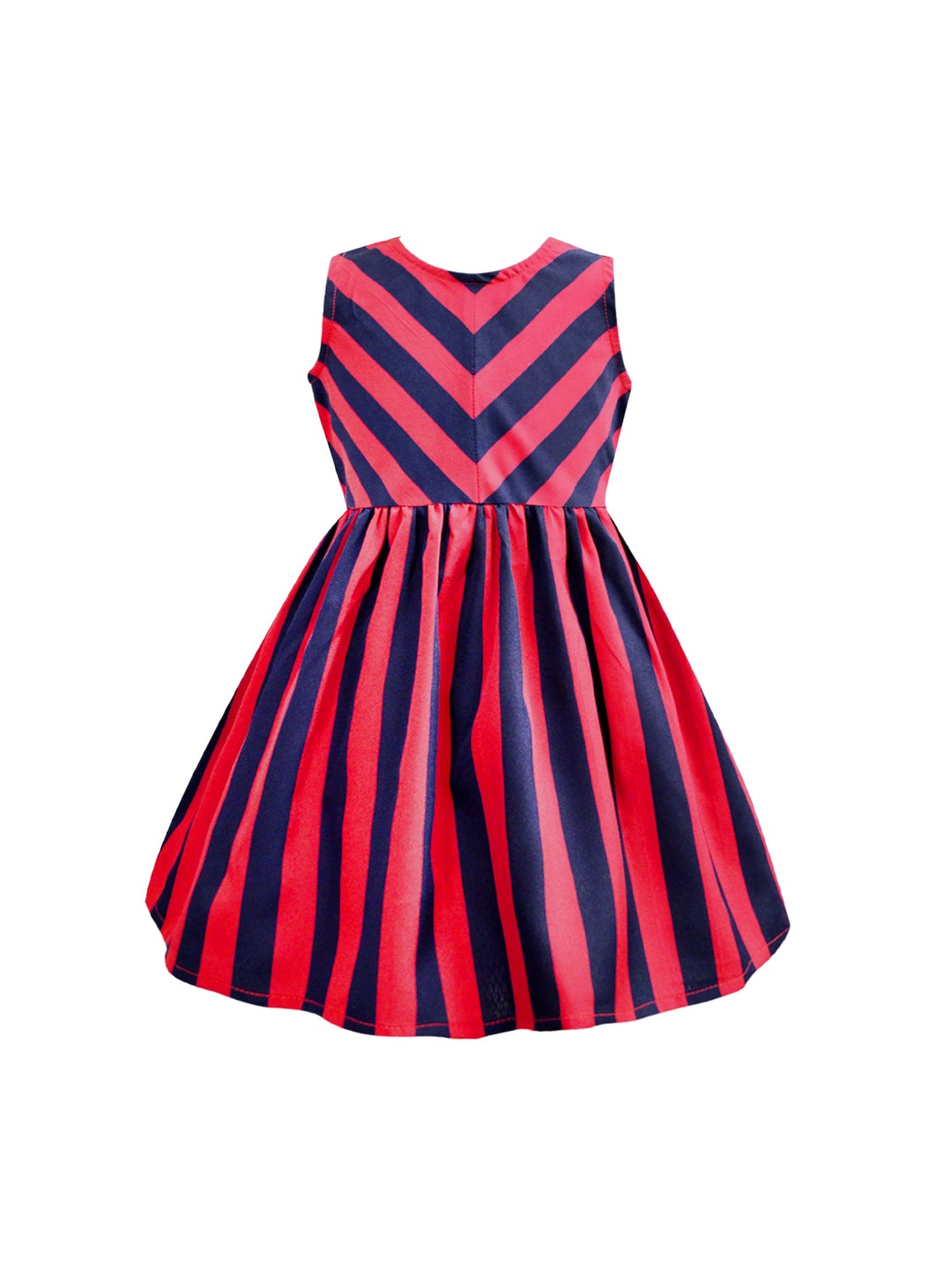 

A T U N Girls Red & Navy Blue Striped Fit & Flare Dress