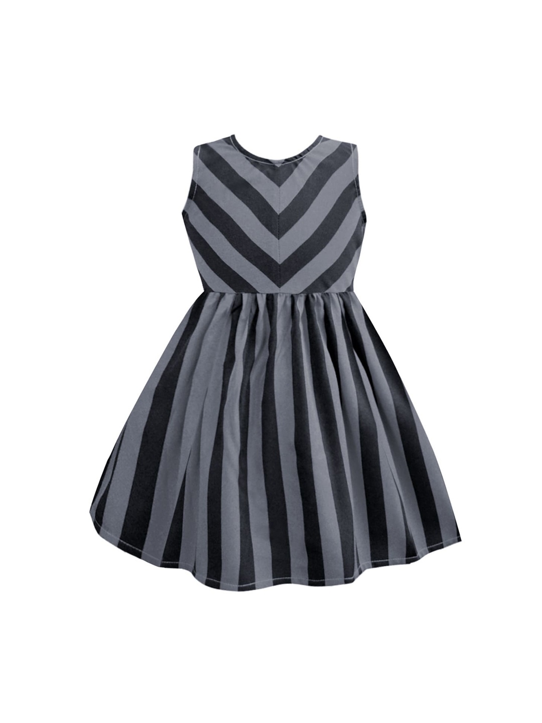 

A T U N Girls Charcoal Grey & Black Striped Fit & Flare Dress