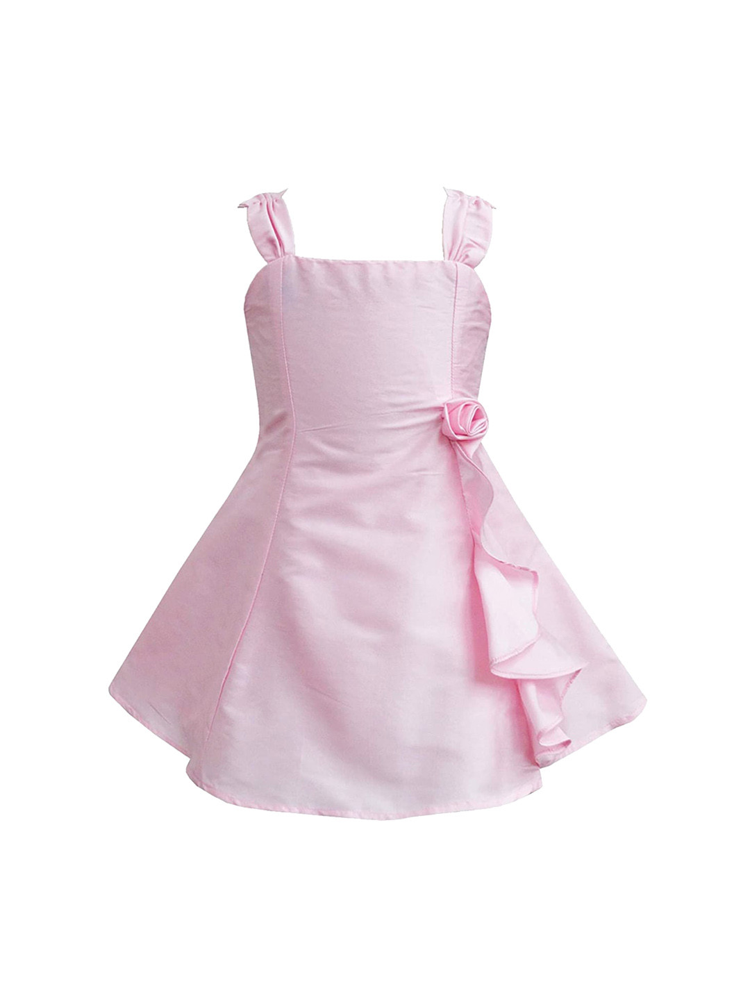 

A T U N Pink Ruffled Fit & Flare Dress