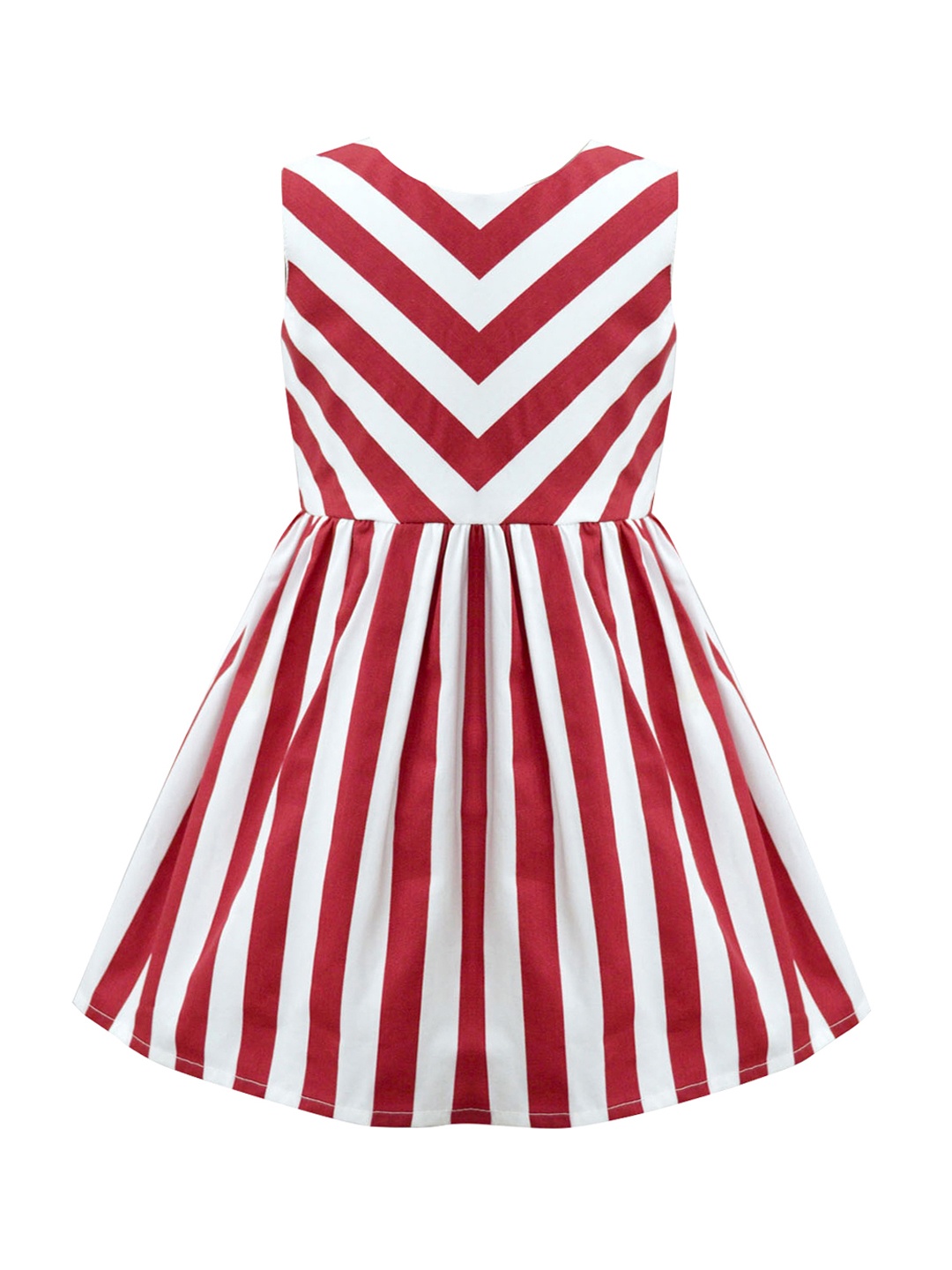 

A T U N Girls Red & White Striped Pure Cotton Dress