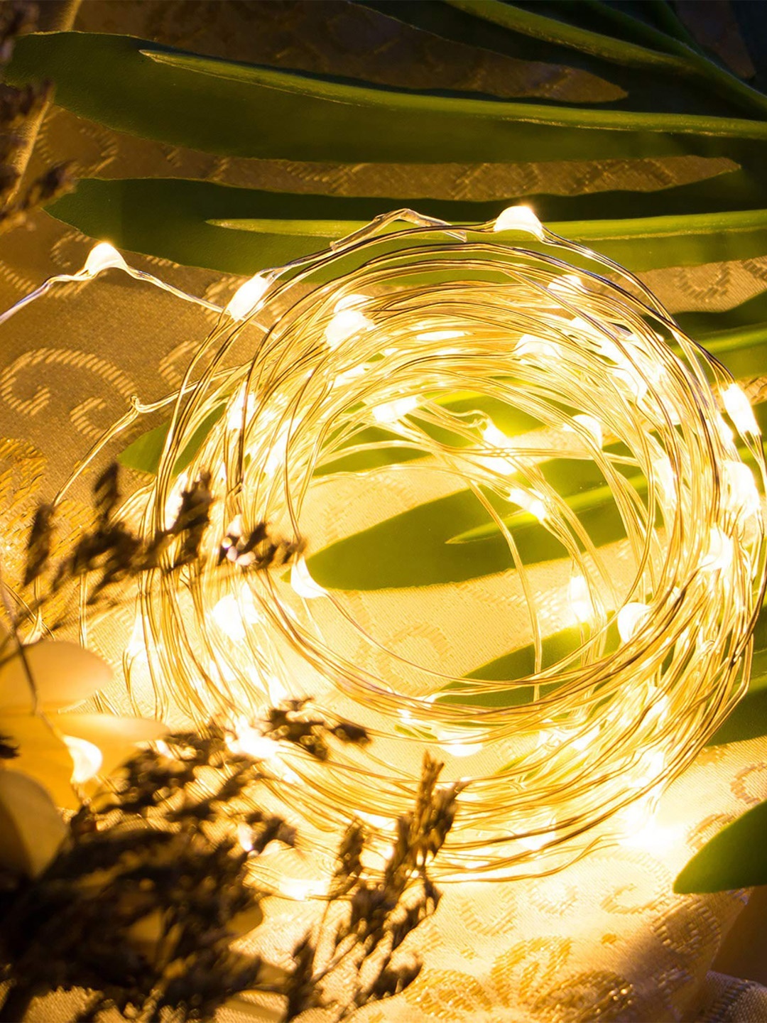 

Homesake Yellow Set Of 6 50-LED Fairy Copper String Diwali Lights 5m