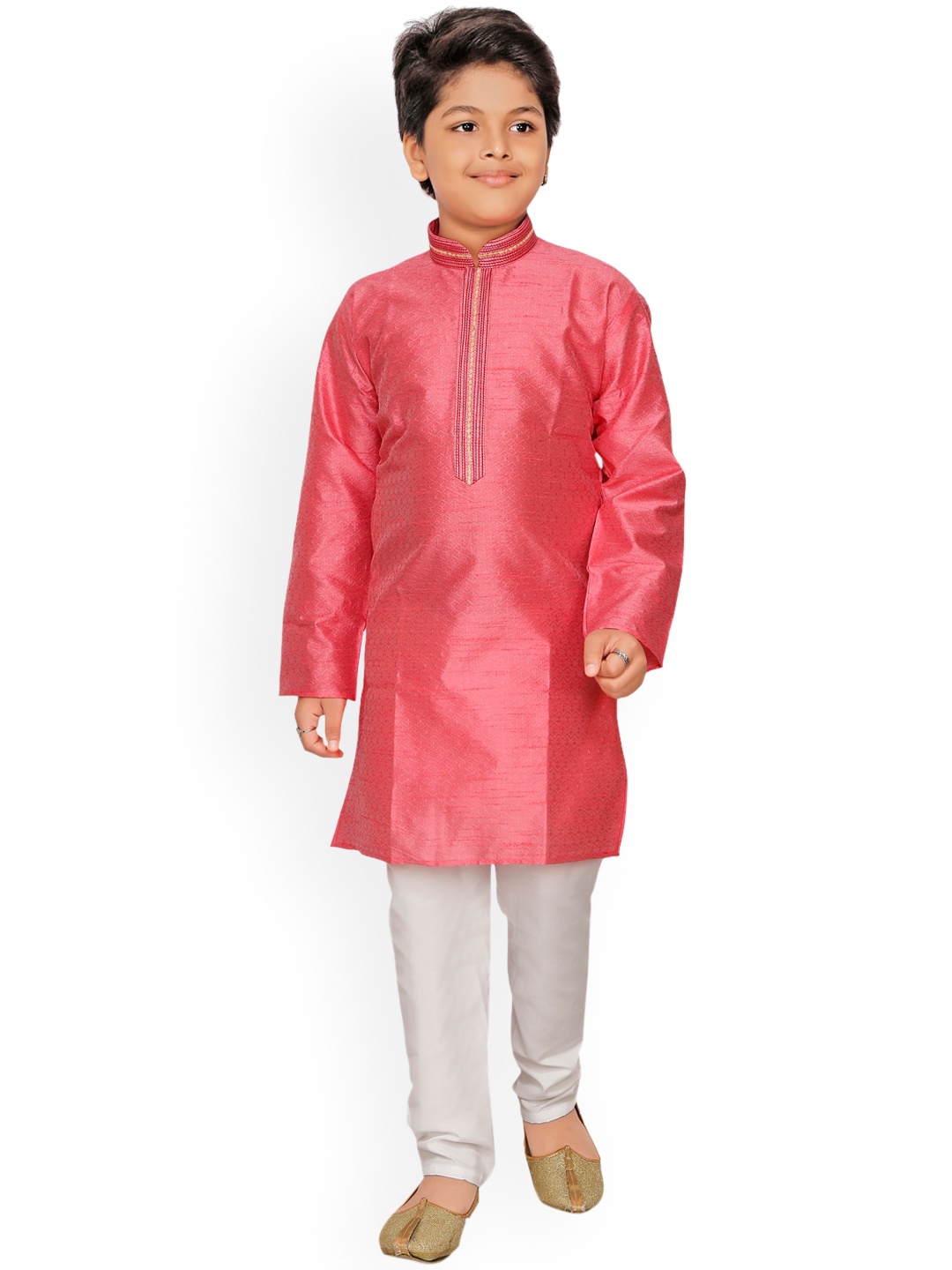 

Ridokidz Boys Pink Regular Kurta with Churidar