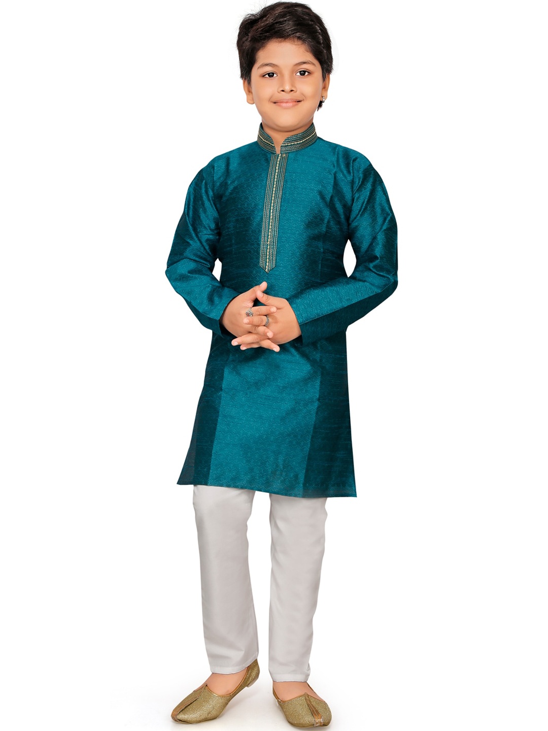 

Ridokidz Boys Turquoise Blue Regular Kurta with Pyjamas