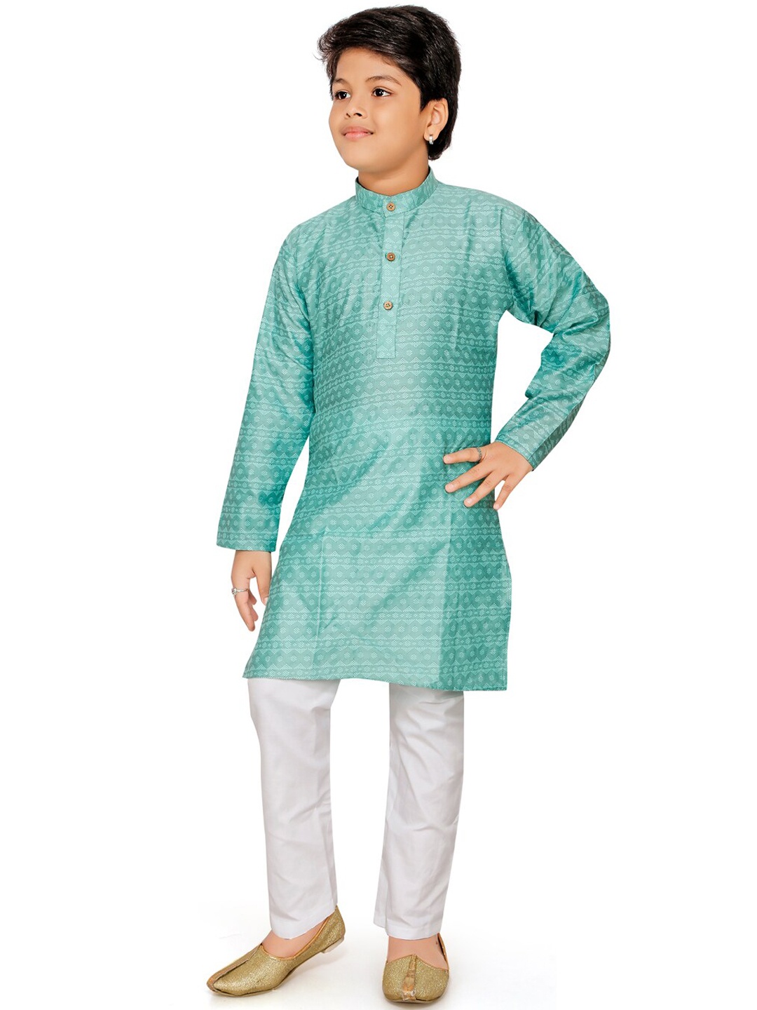 

Ridokidz Boys Sea Green Regular Kurta with Pyjamas