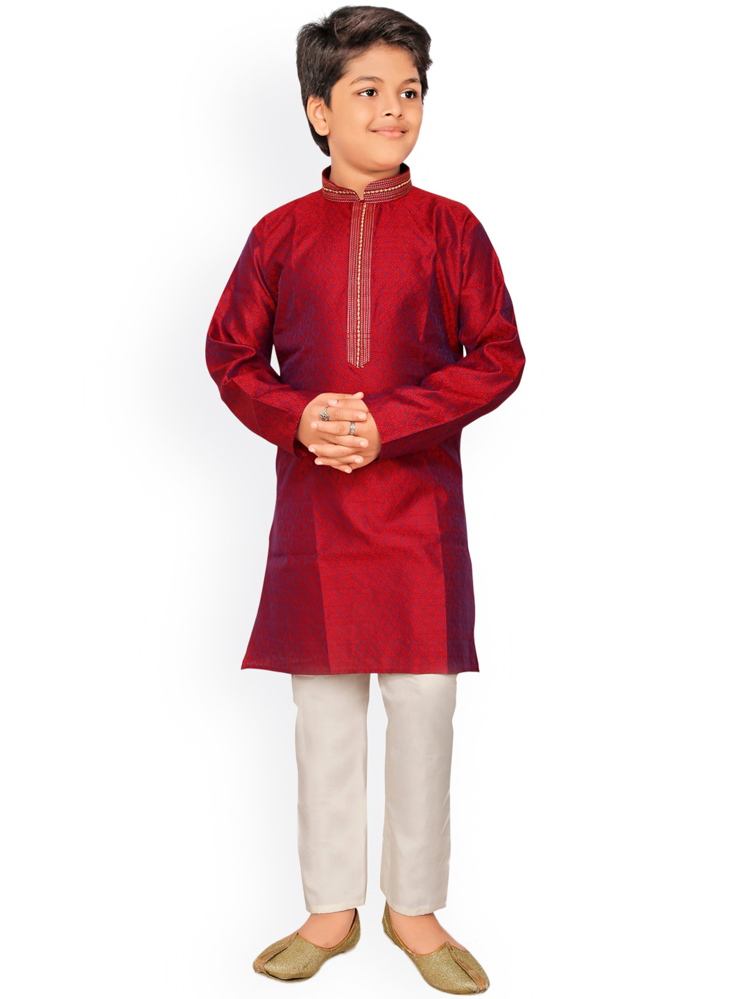 

Ridokidz Boys Red Regular Kurta with Pyjamas
