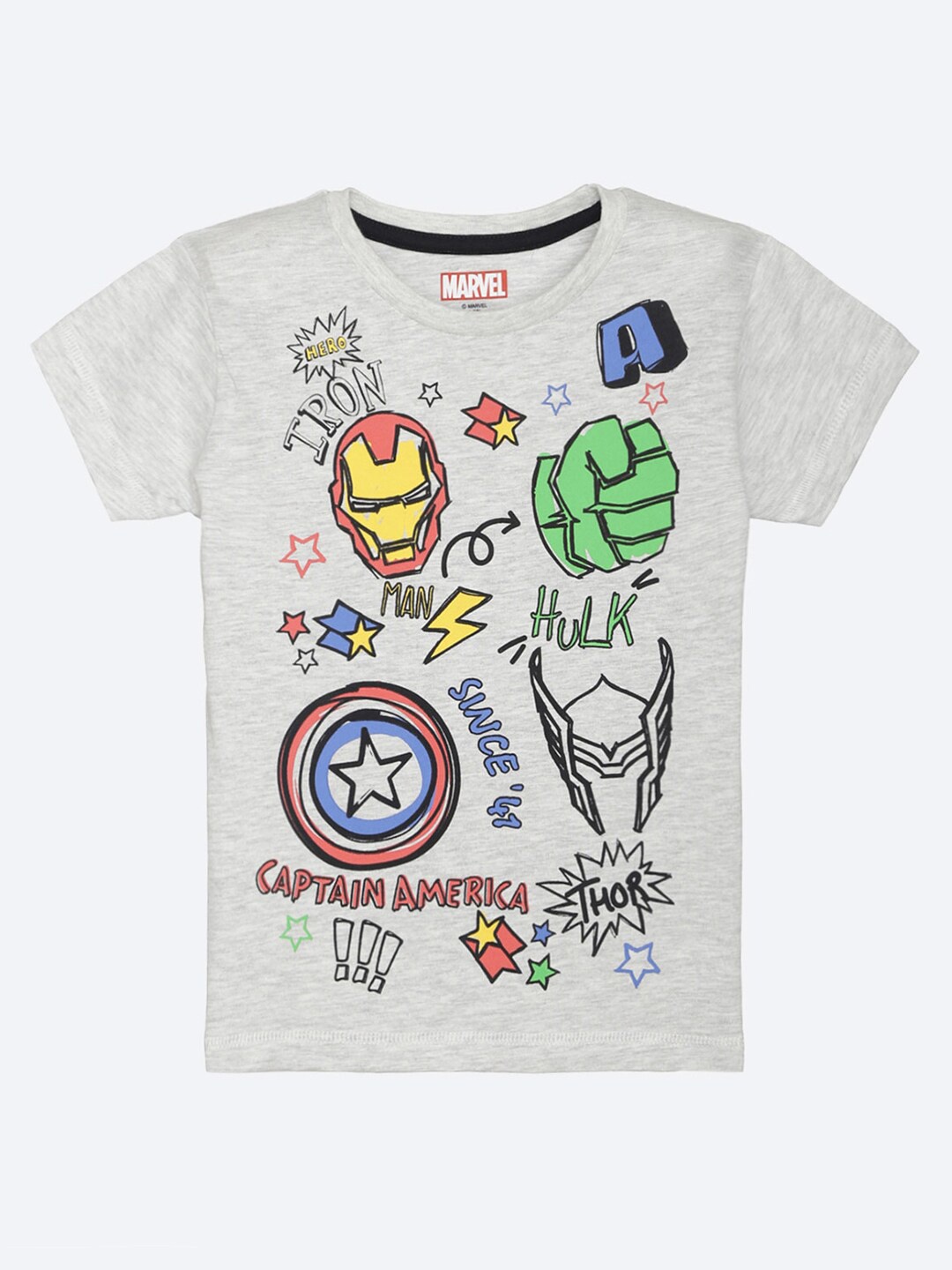 

Kids Ville Boys Grey Avengers Printed T-shirt