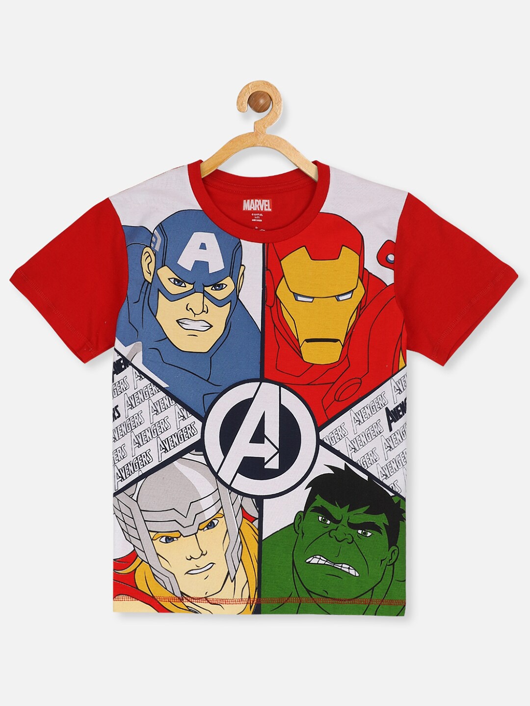 

Kids Ville Boys Red & Grey Avengers Printed Pure Cotton T-shirt