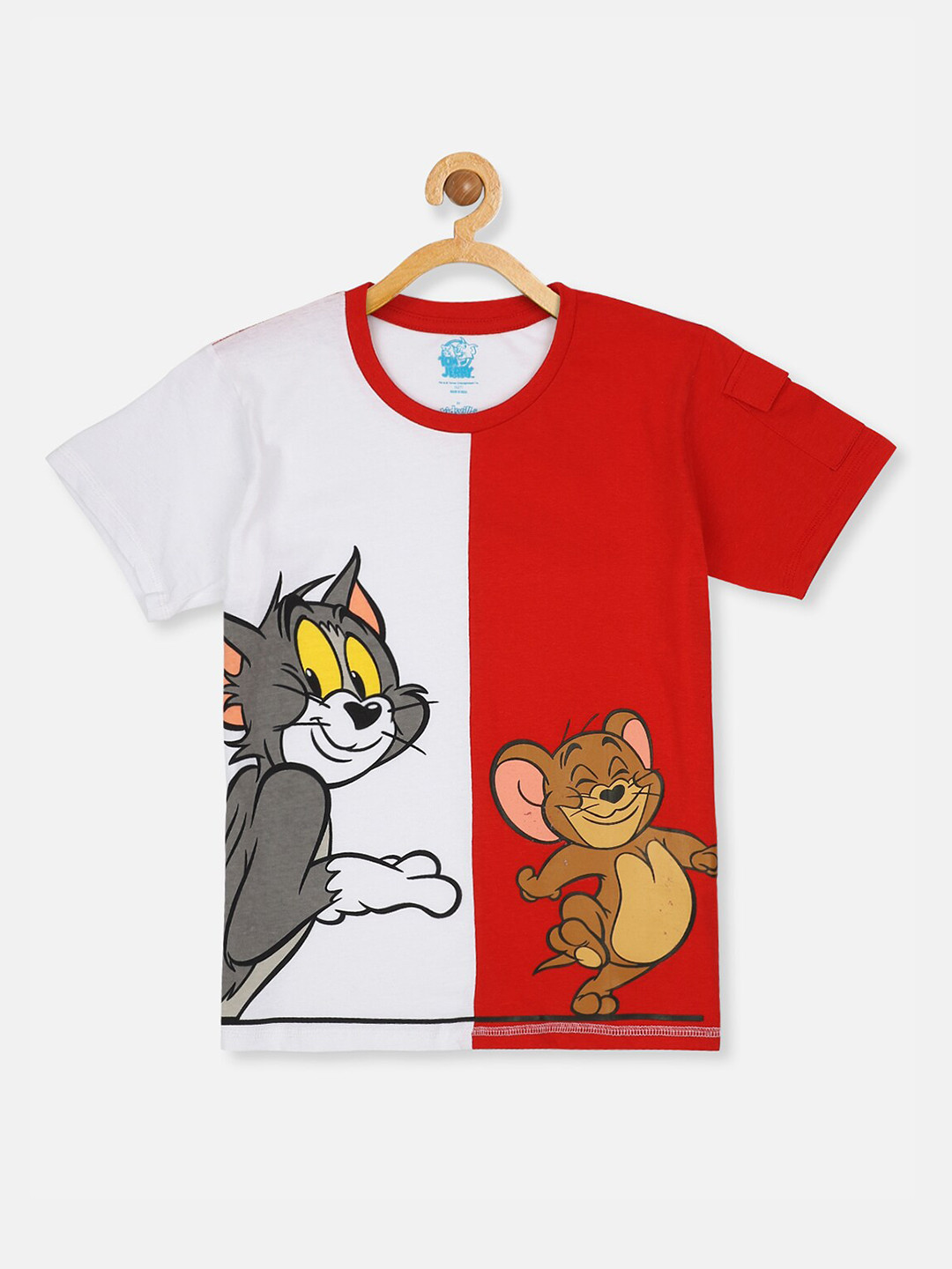 

Kids Ville Tom & Jerry Boys Red & White Printed Cotton T-shirt