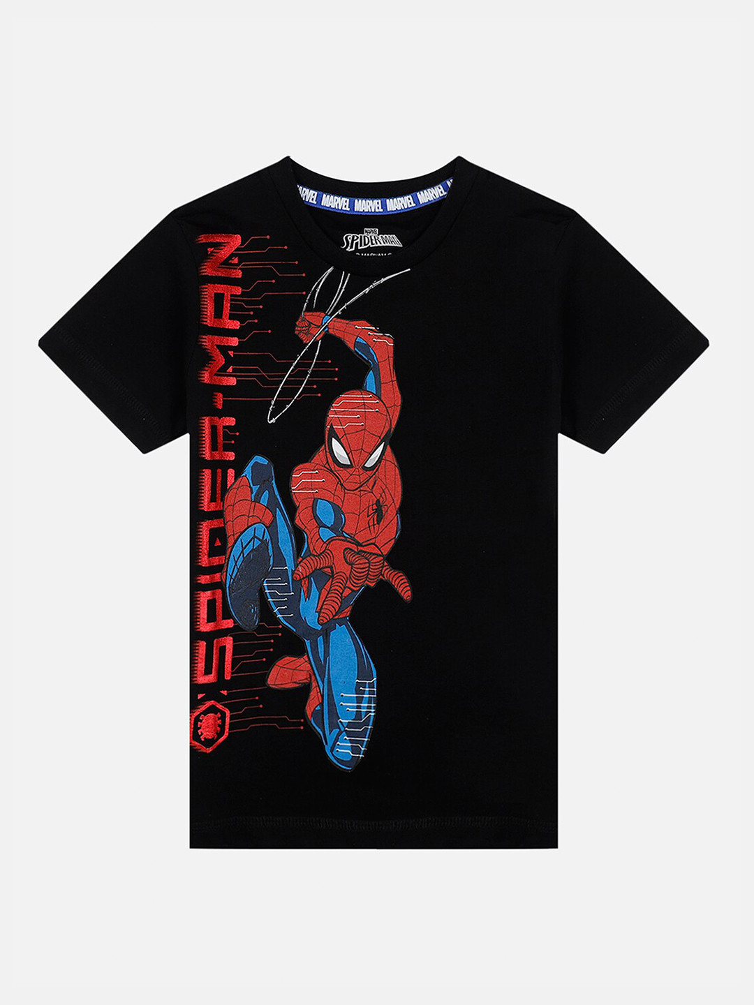

Kids Ville Boys Black & Red Spiderman Printed T-shirt