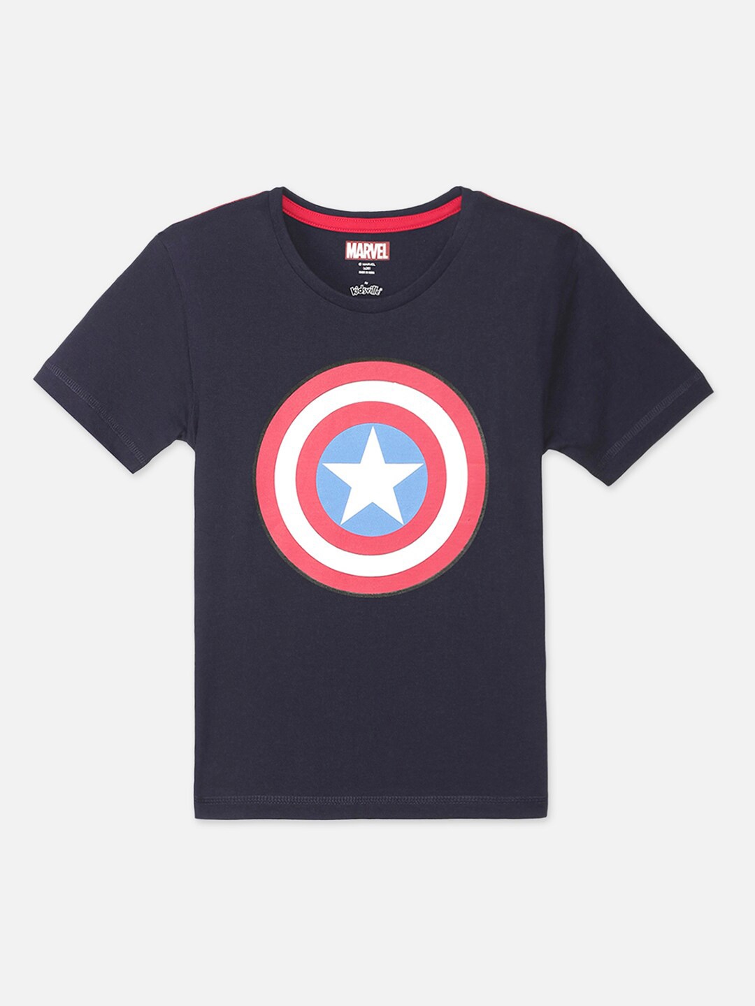 

Kids Ville Boys Navy Blue Captain America Printed T-shirt