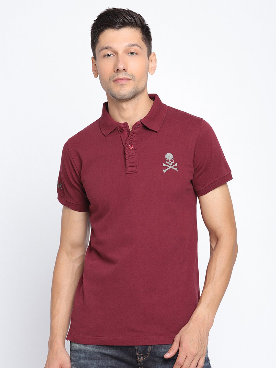 

PUNK Men Maroon Polo Collar T-shirt