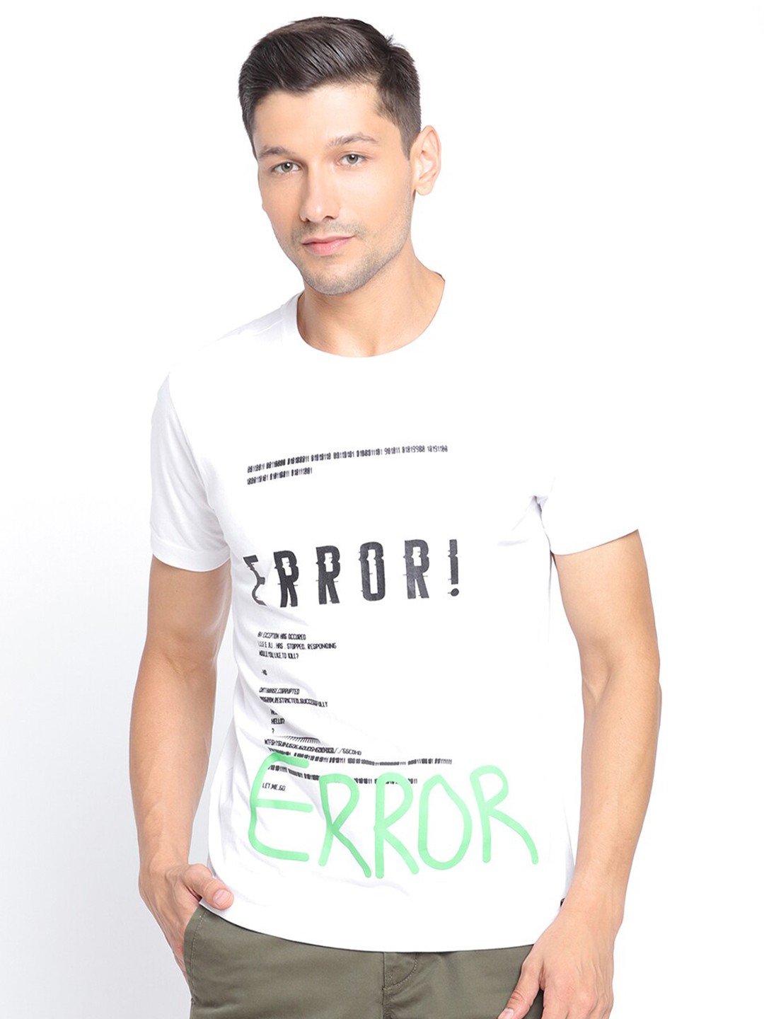 

PUNK Men White Printed Cotton T-shirt