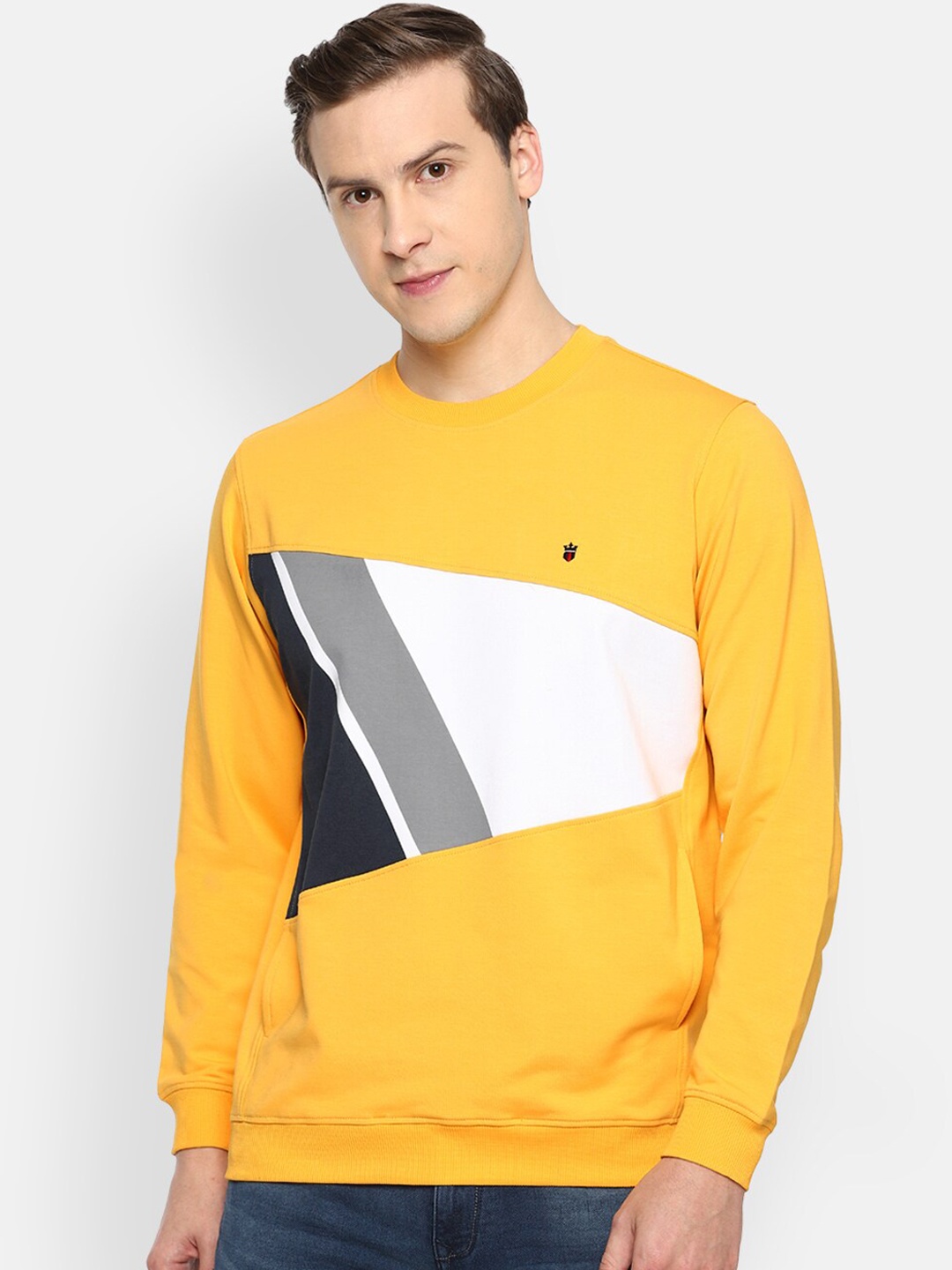 

Louis Philippe Sport Men Yellow Colourblocked Sweatshirt