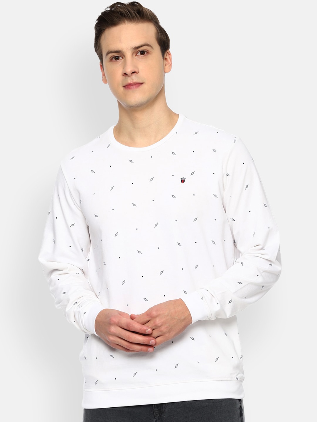 

Louis Philippe Jeans Men White Printed Round Neck Sweatshirt