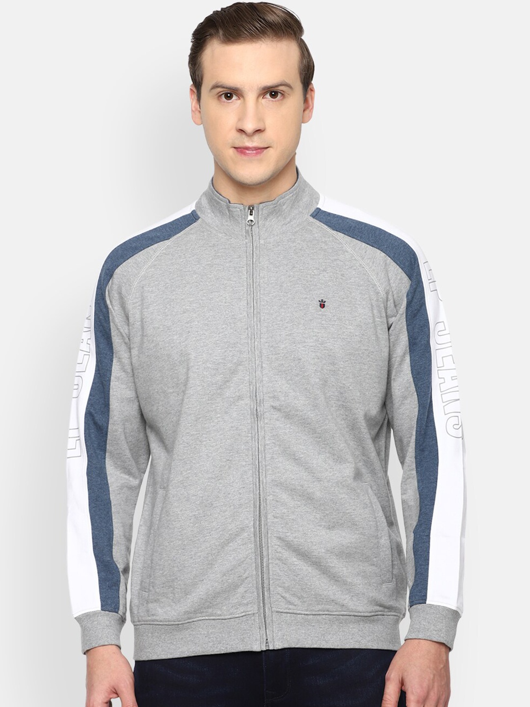 

Louis Philippe Jeans Men Grey Striped Sweatshirt