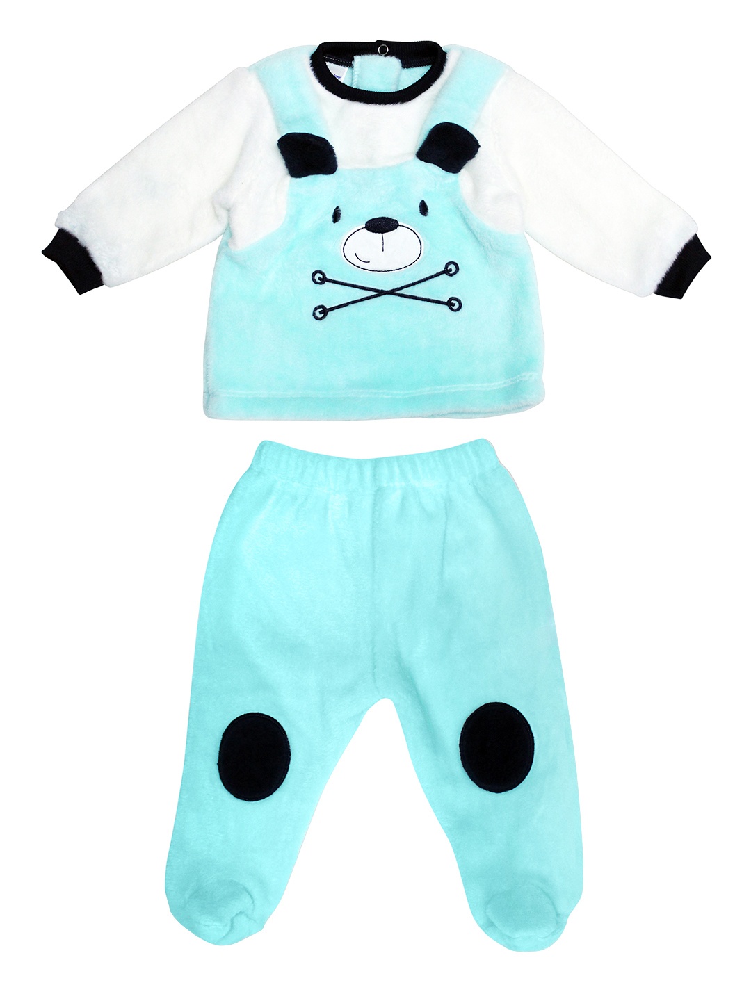 

Moms Love Infant Boys Blue & White Applique Faux Fur Cotton Clothing Set
