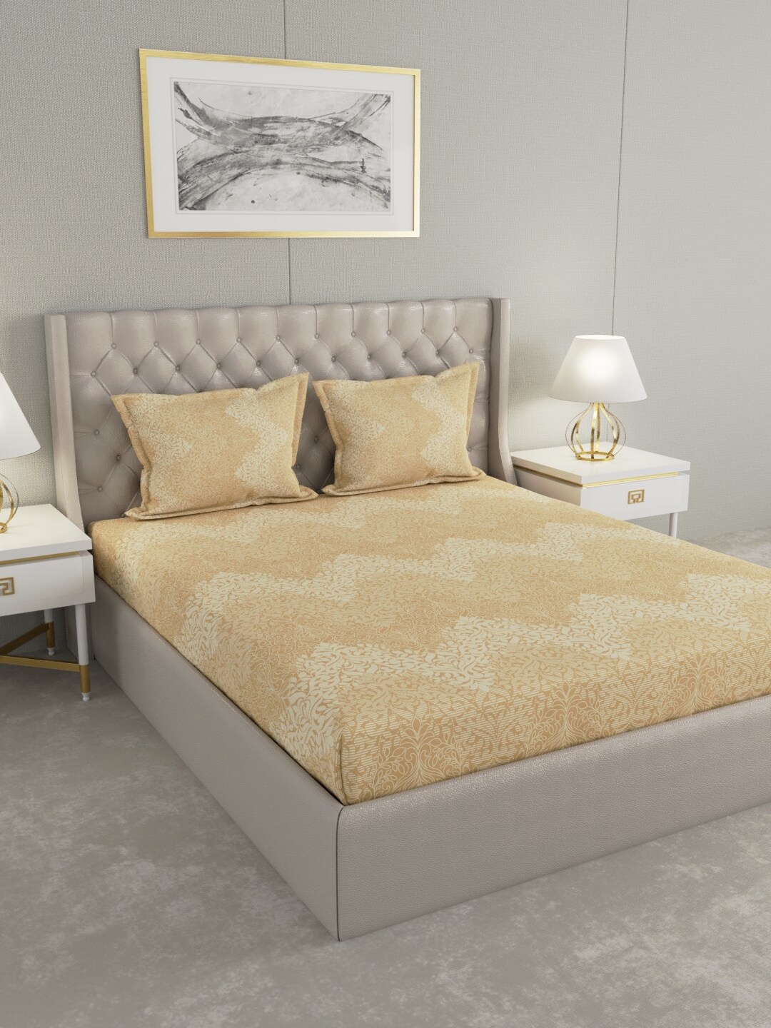 

Raymond Home Brown Ethnic Motifs 104 TC Queen Bedsheet with 2 Pillow Covers