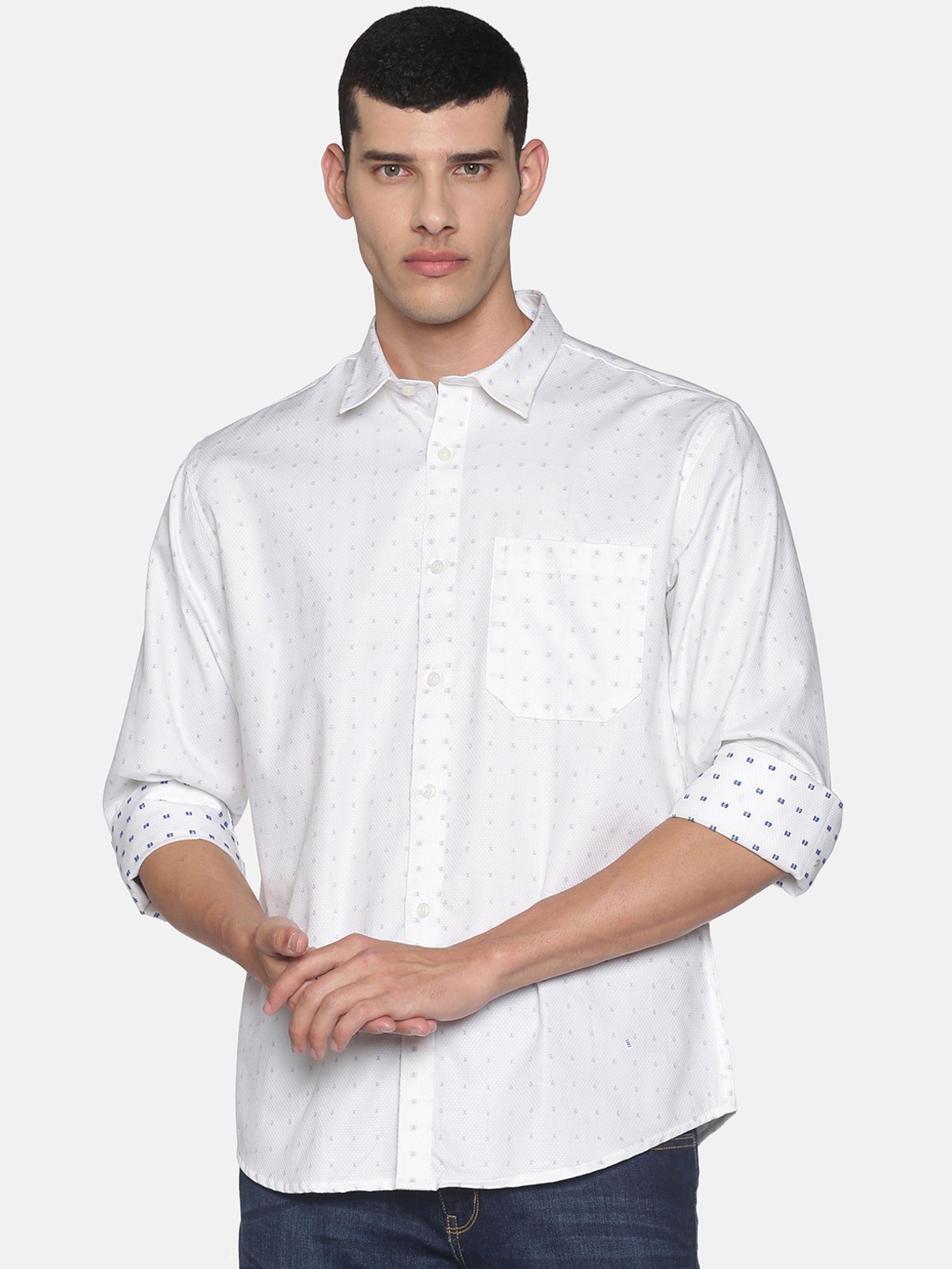 

Balista Men White Classic Opaque Printed Casual Shirt