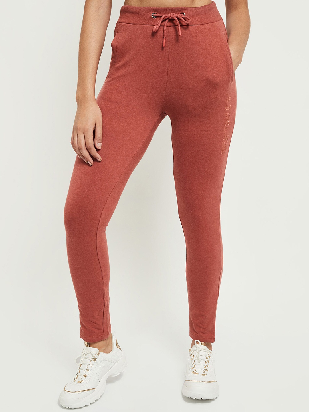 

max Women Rust-Orange Solid Track Pants
