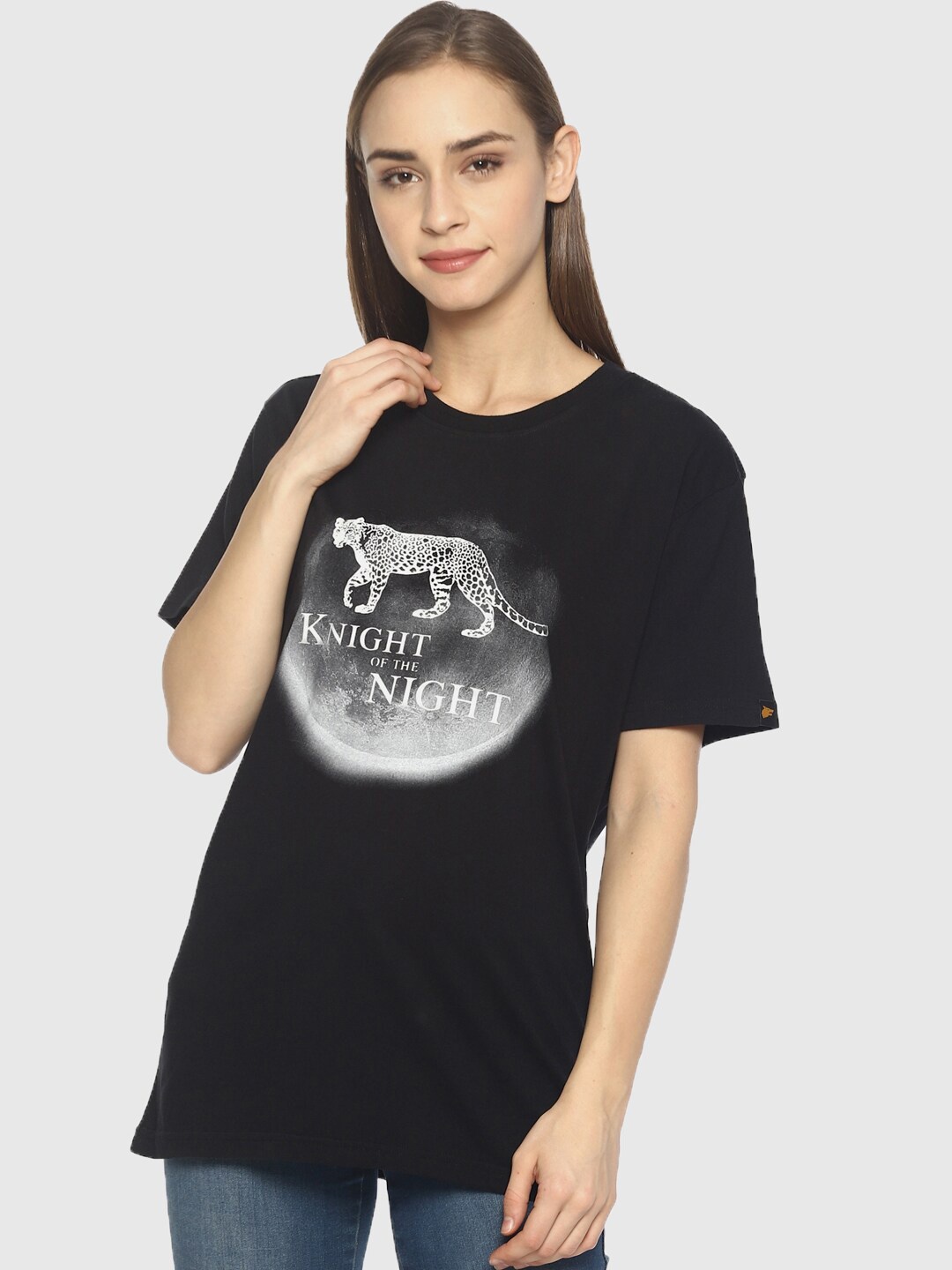 

Wolfpack Women Black Typography Printed T-shirt