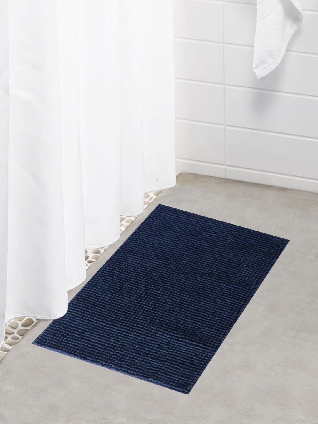 

Lushomes Blue Solid Super Soft Shaggy Anti-slip Bath Mat