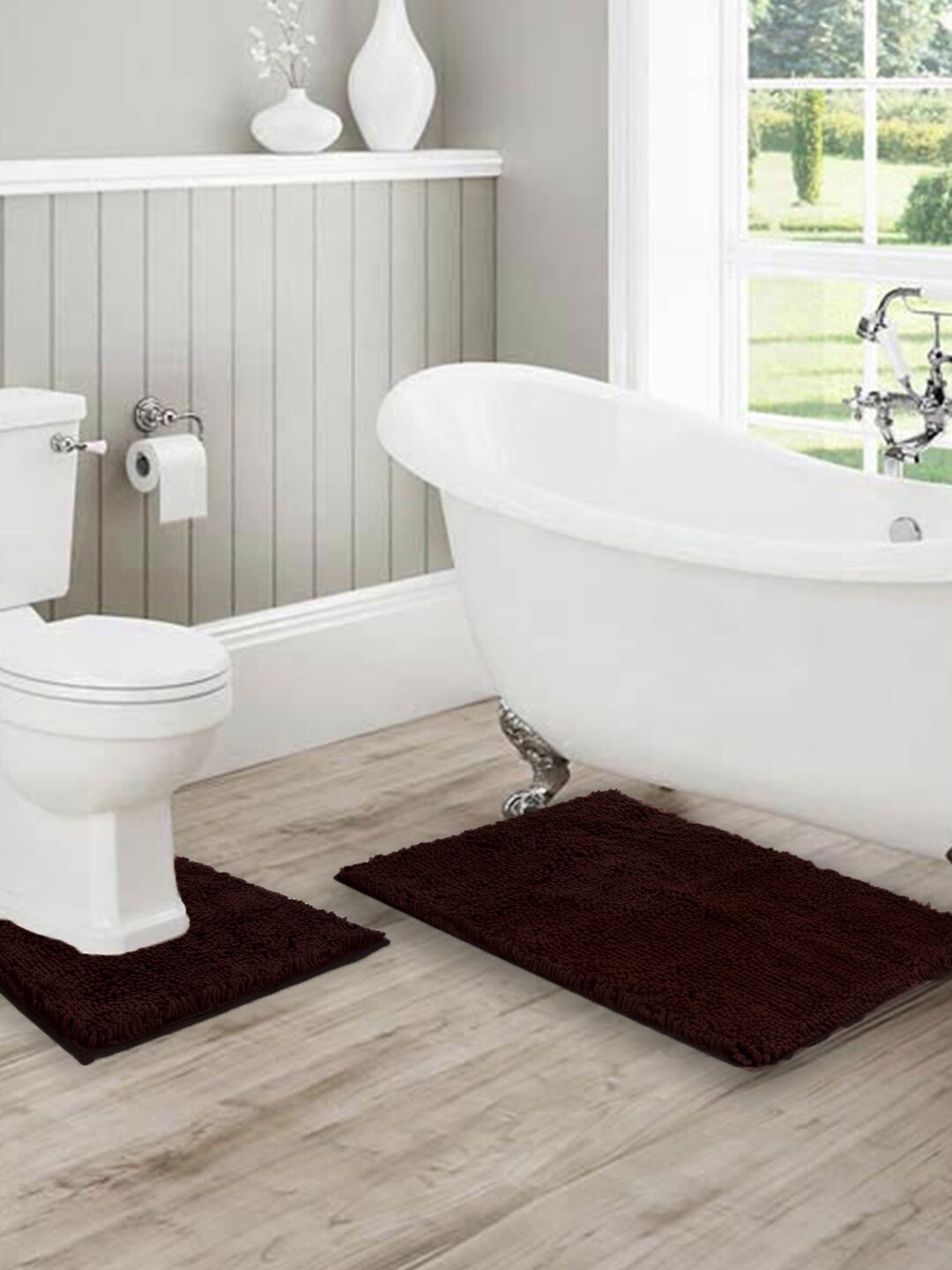 

Lushomes Brown Solid Bath Mat Set