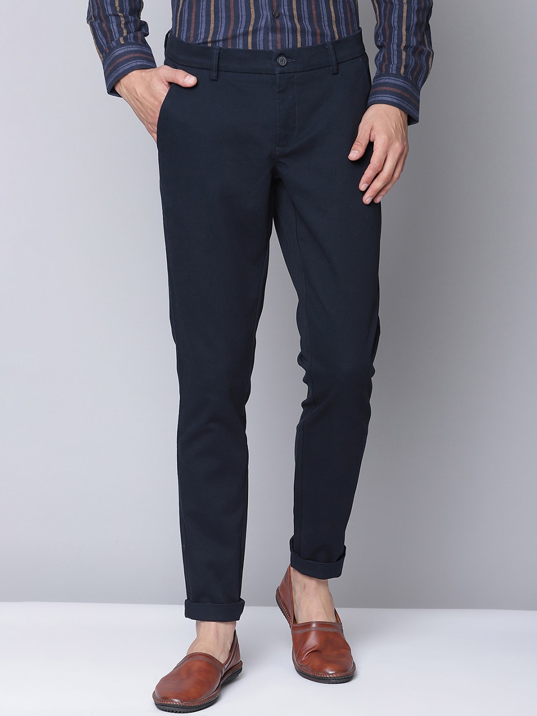 

Bruun & Stengade Men Navy Blue Slim Fit Easy Wash Chinos