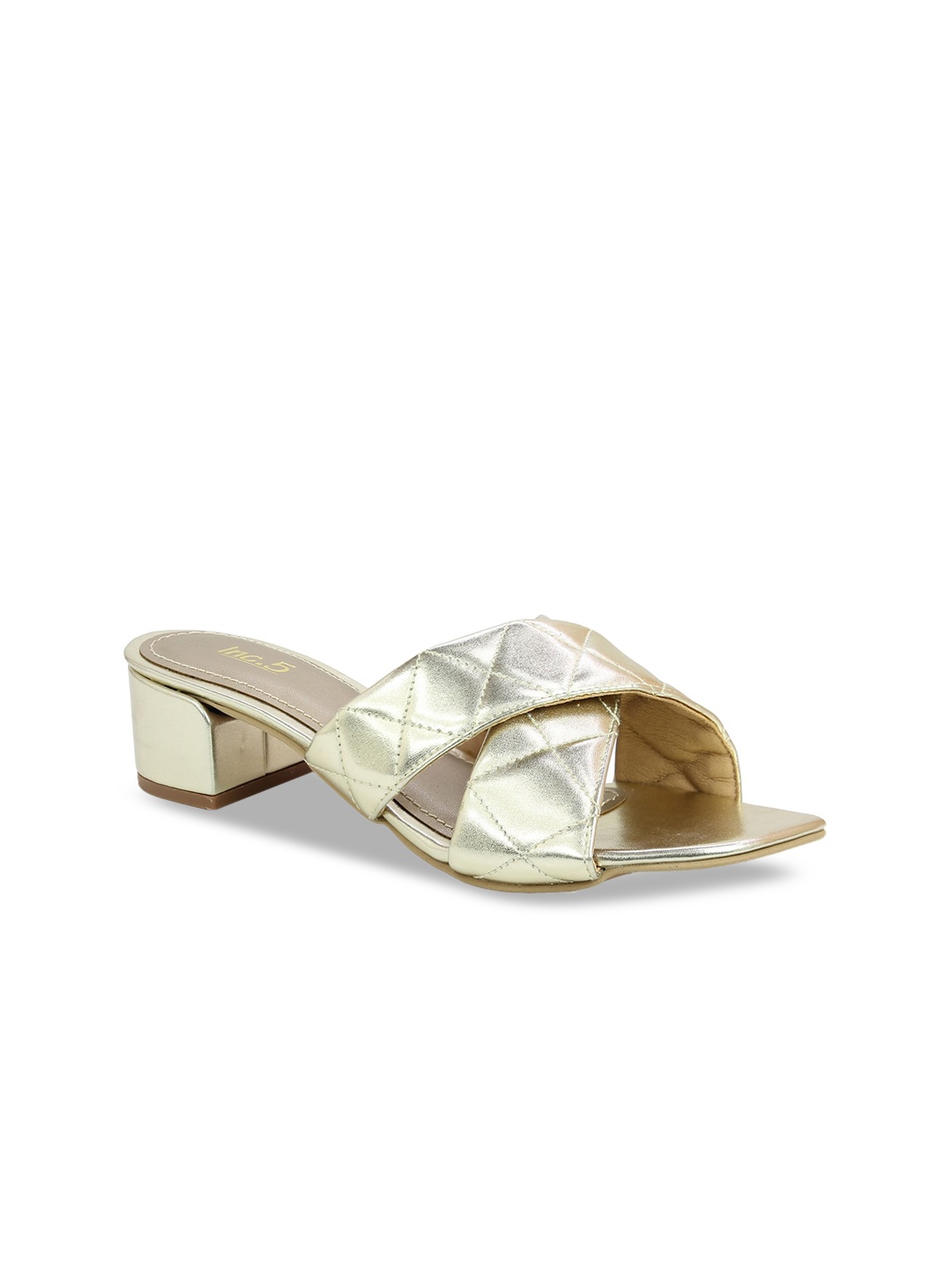 

Inc 5 Gold-Toned Textured Block Mules