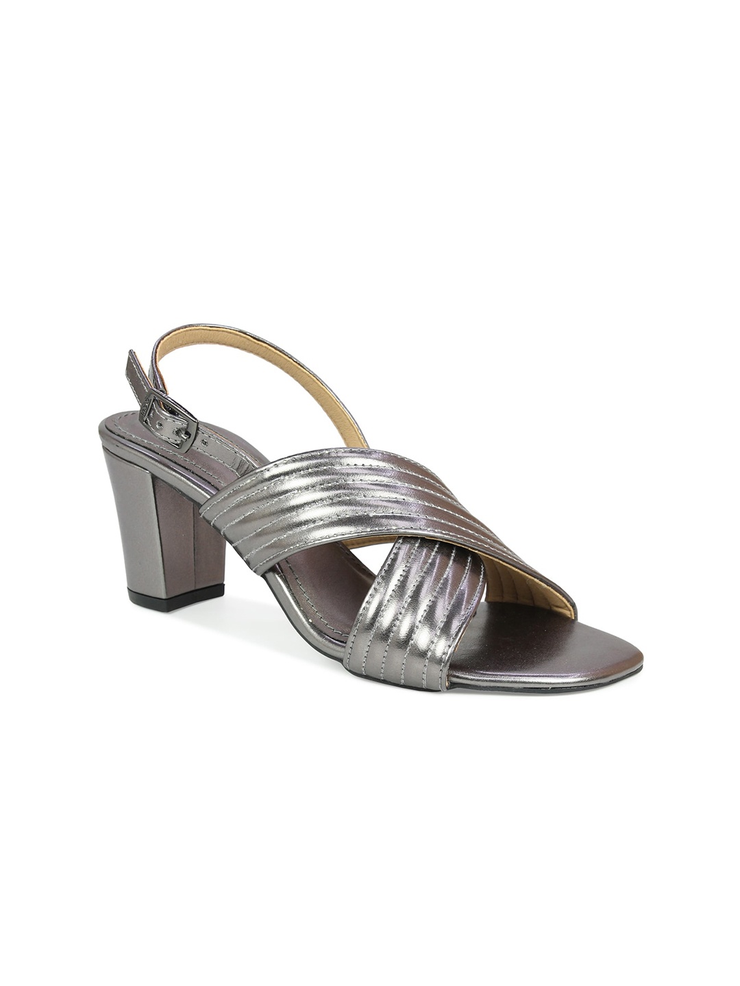 

Inc 5 Grey Striped Block Sandals
