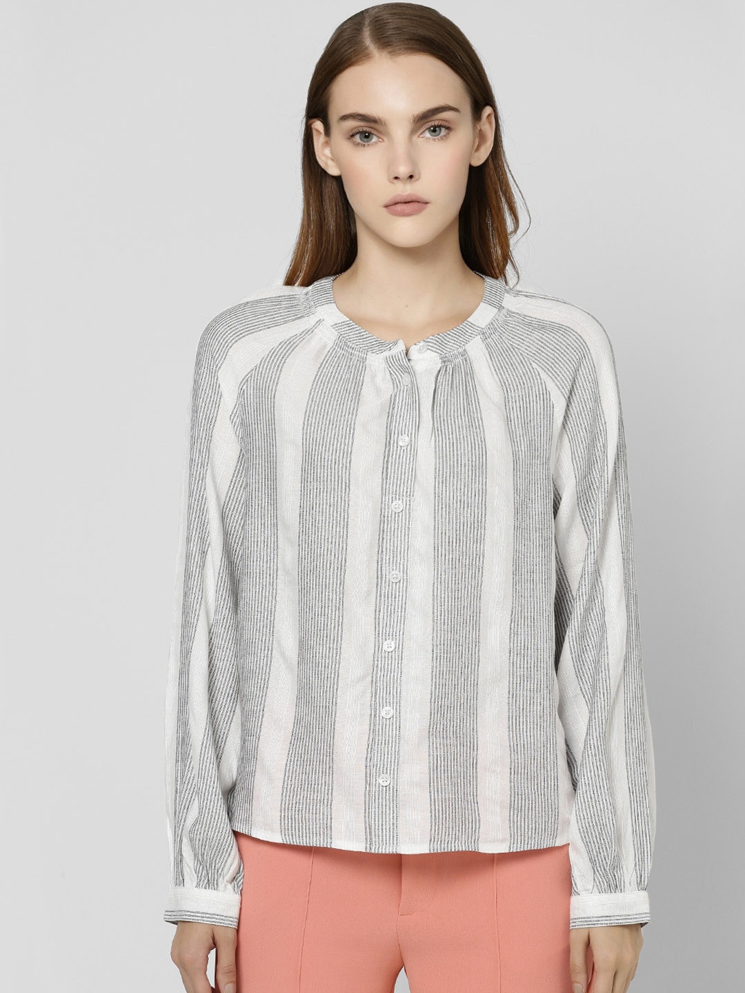 

Vero Moda Women White Opaque Striped Casual Shirt