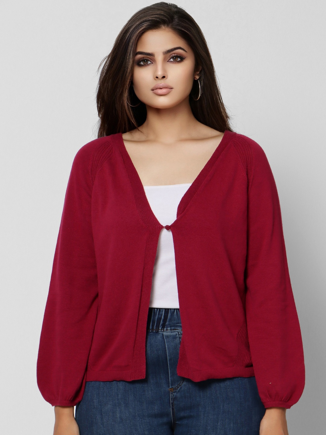 

VERO MODA CURVE Women Maroon Shrug