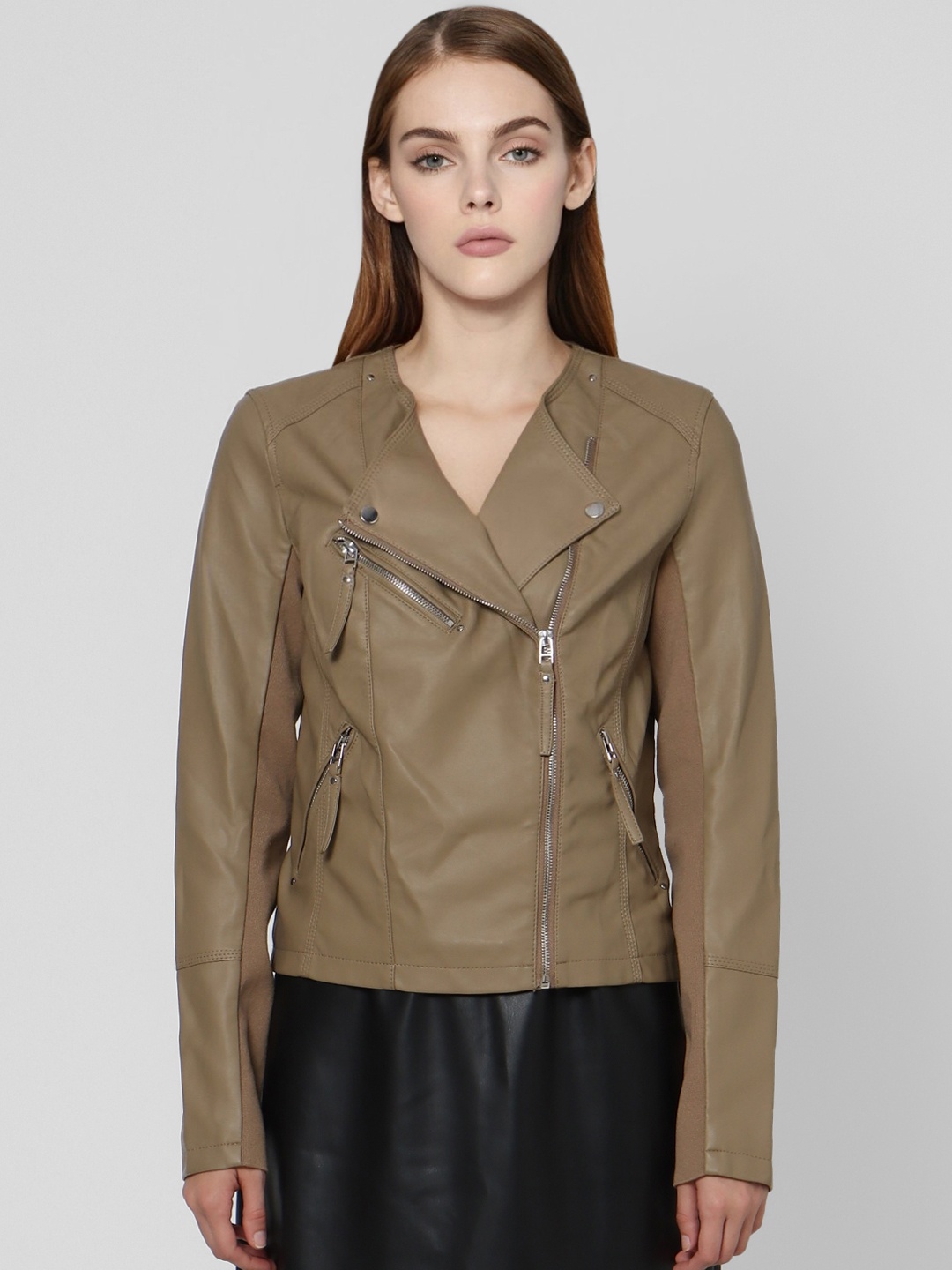 

Vero Moda Women Brown Faux Leather Tailored Jacket