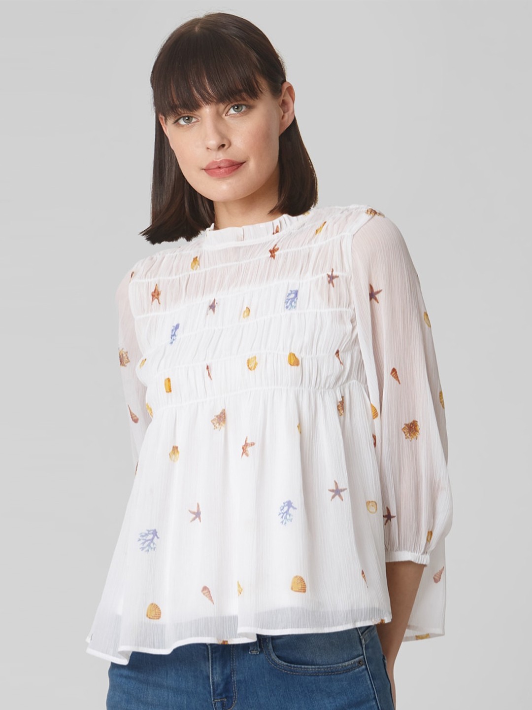 

Vero Moda White Floral A-Line Top