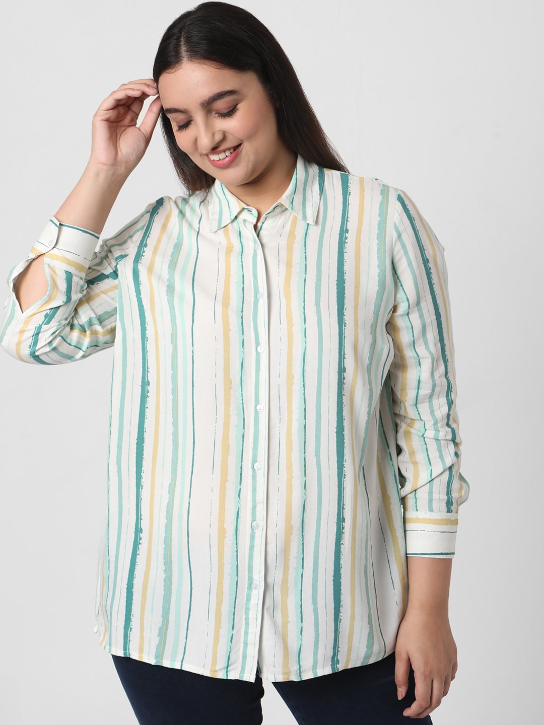 

Vero Moda Women White Striped Casual Shirt