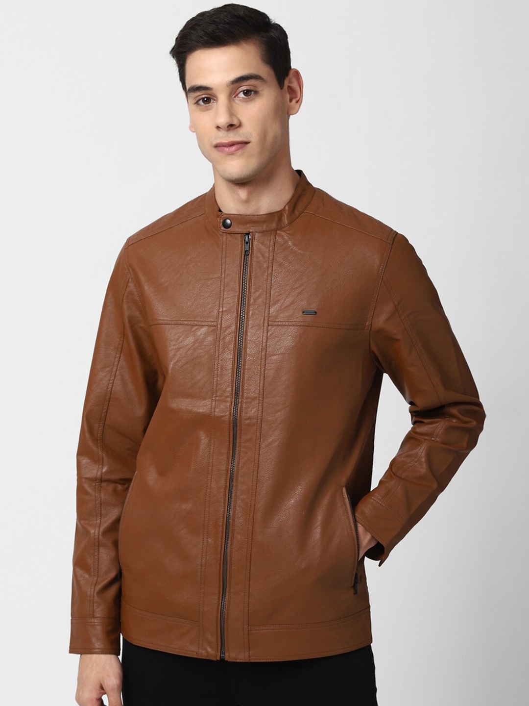 

Peter England Casuals Men Brown Biker Jacket