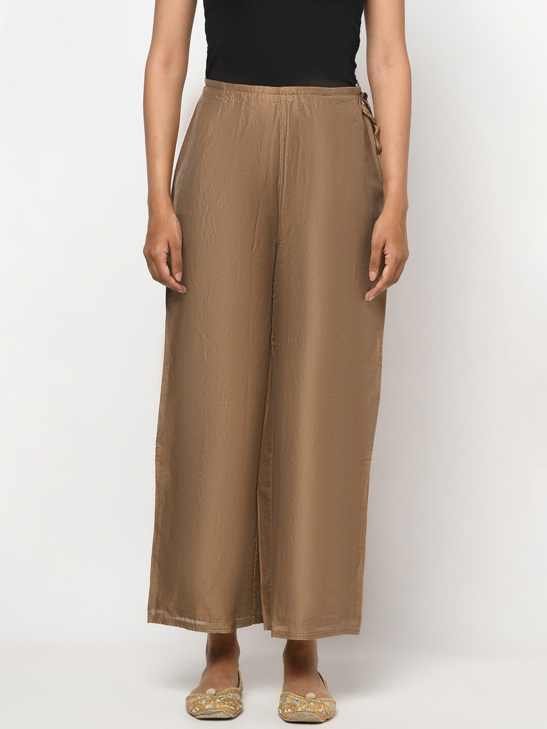

Fabindia Women Brown Parallel Trousers