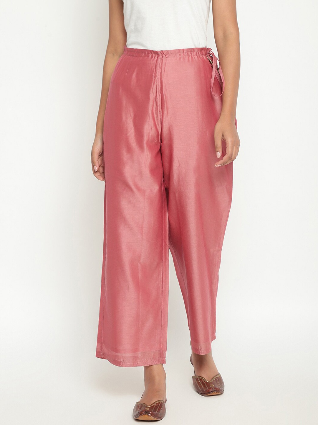 

Fabindia Women Pink Parallel Trousers