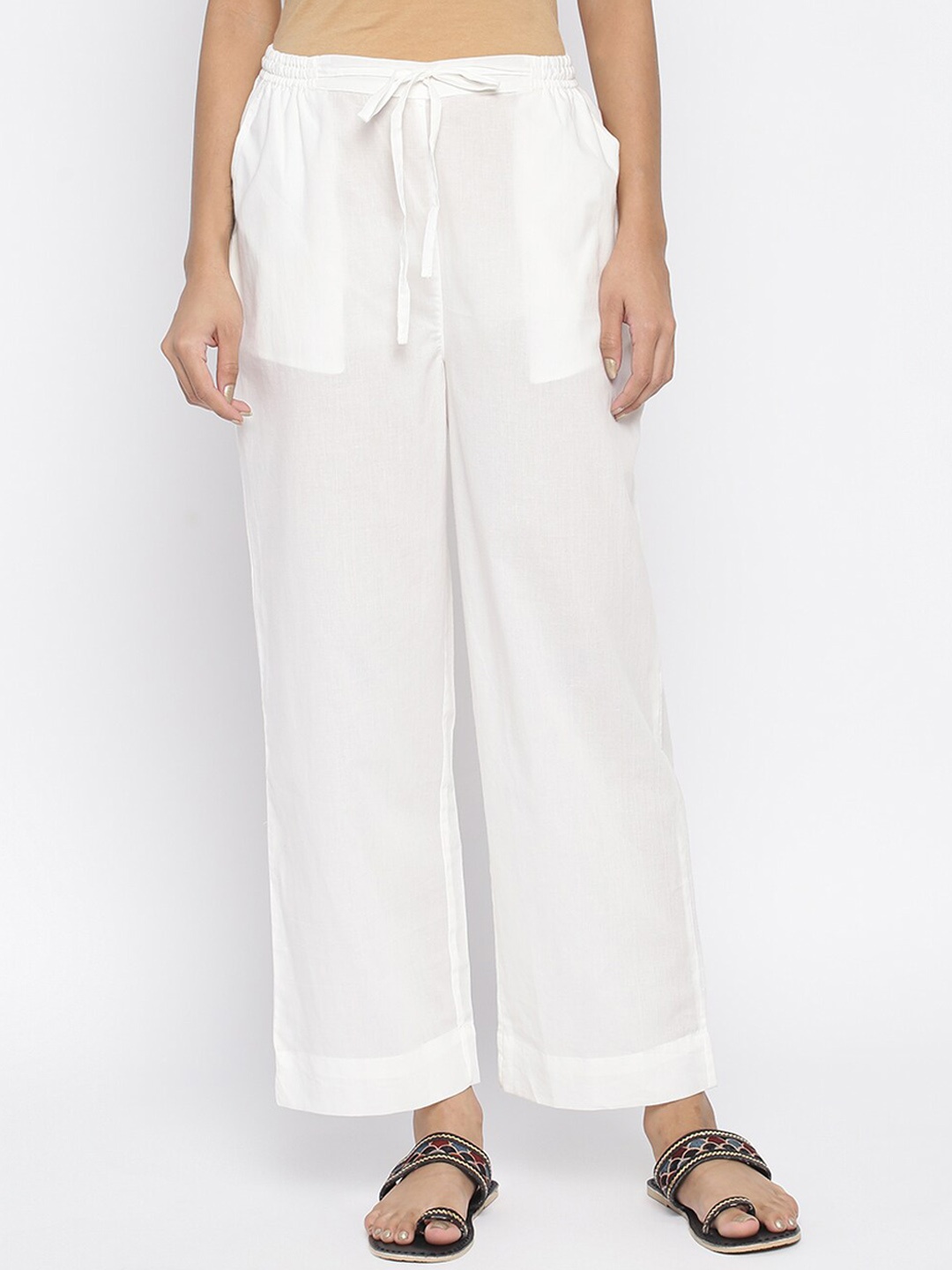 

Fabindia Women Beige Cambric Cotton Trousers