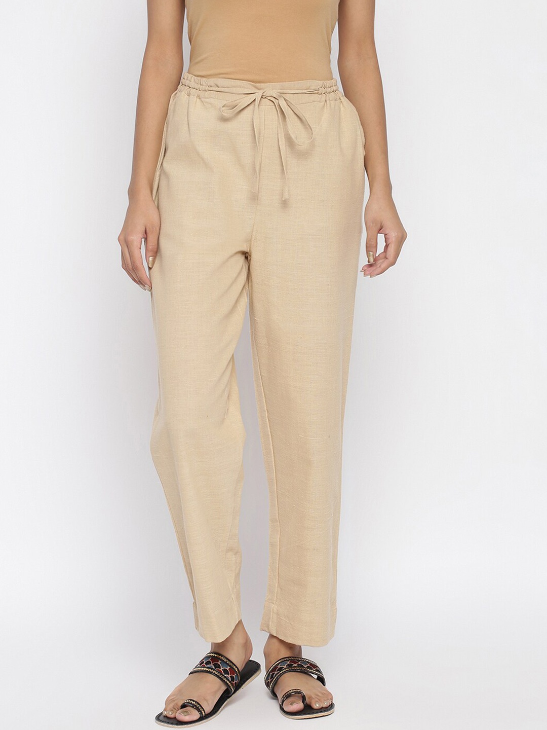 

Fabindia Women Beige Ethnic Trousers