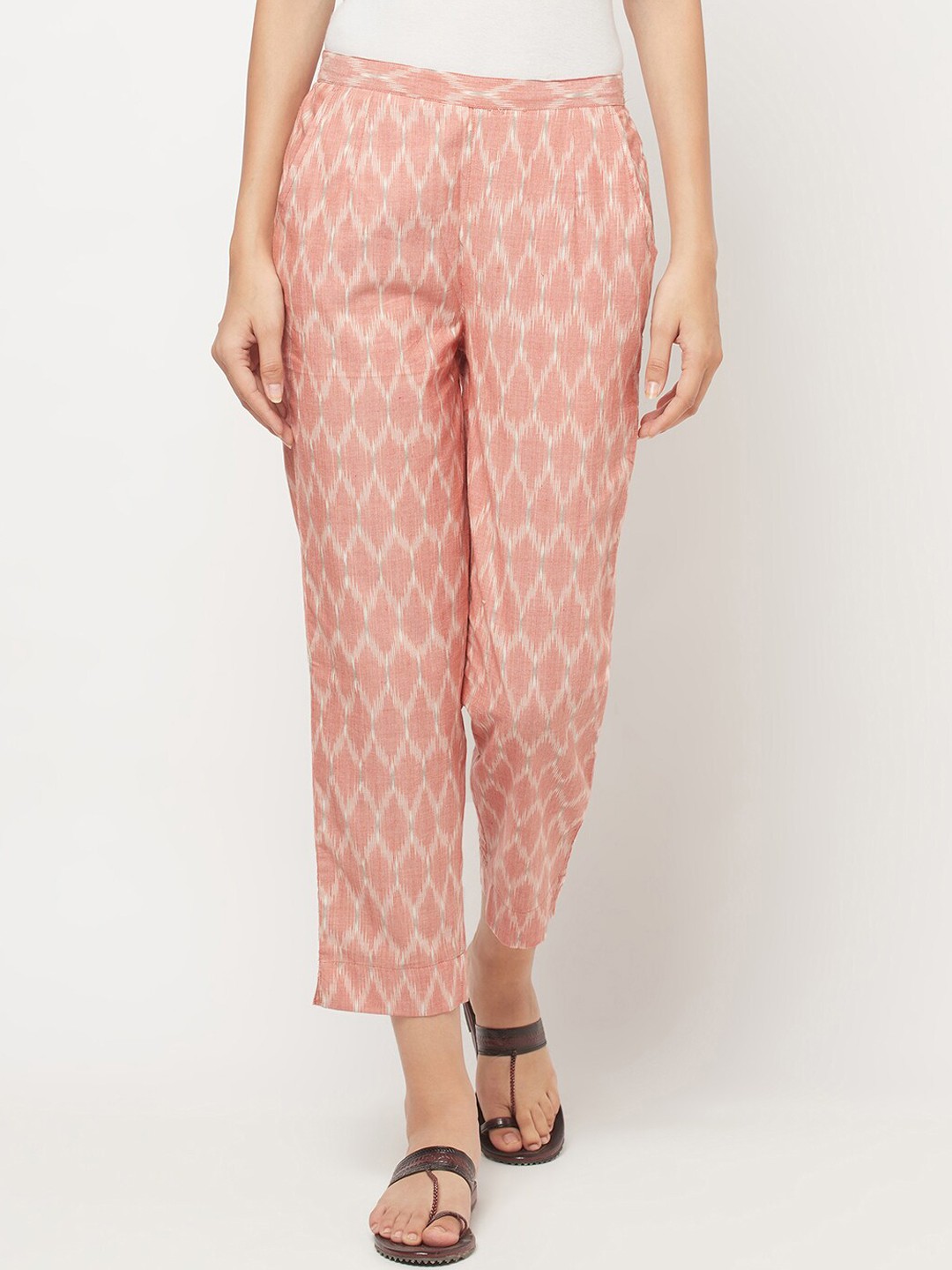 

Fabindia Women Red Ethnic Motifs Printed Trousers