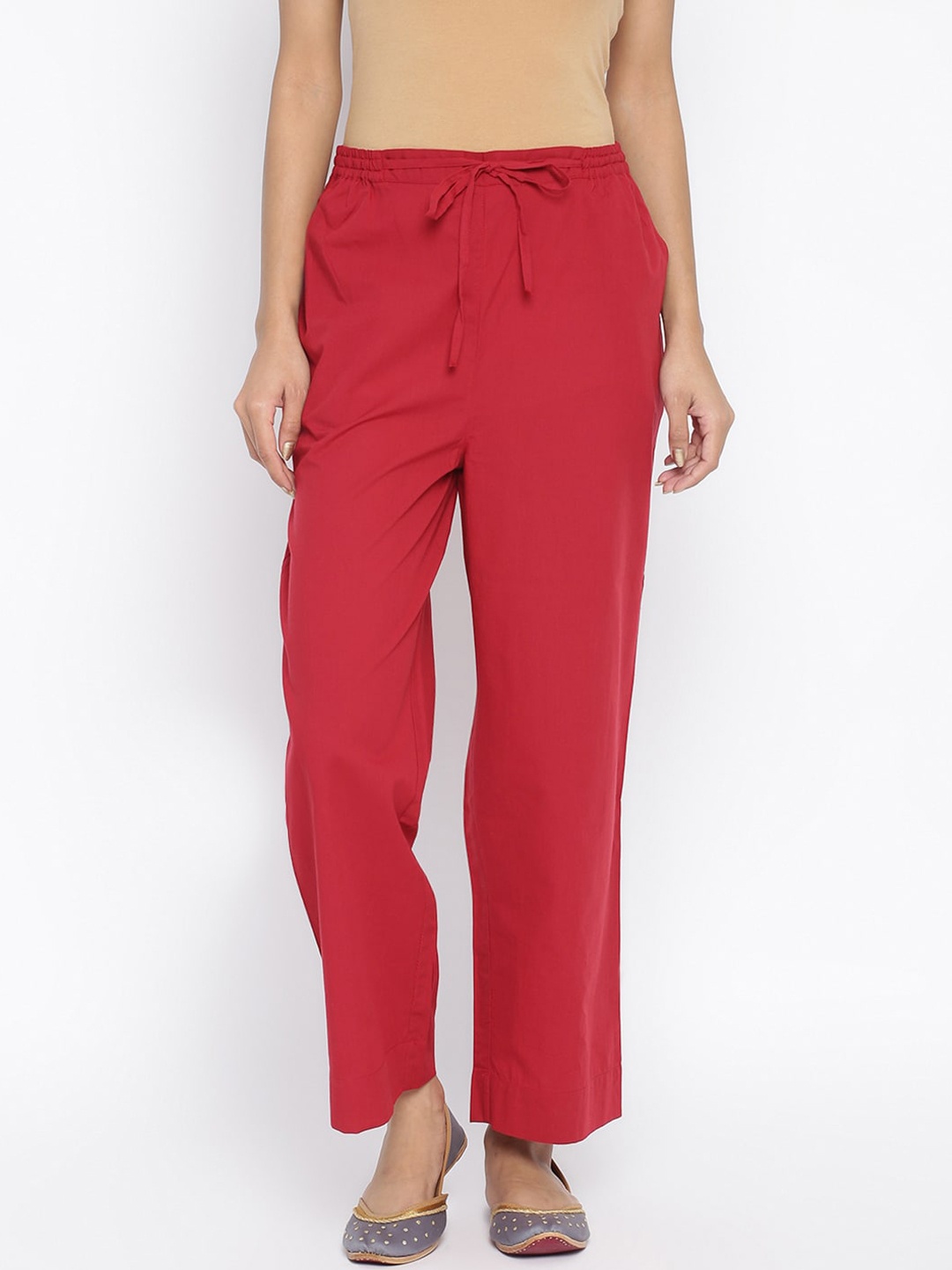 

Fabindia Women Maroon Trousers