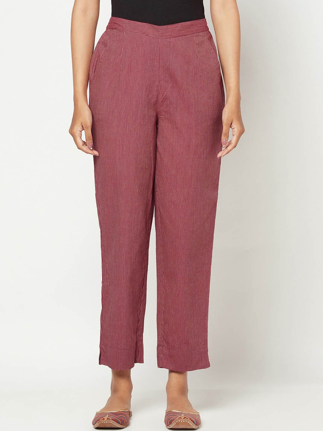 

Fabindia Women Maroon Trousers