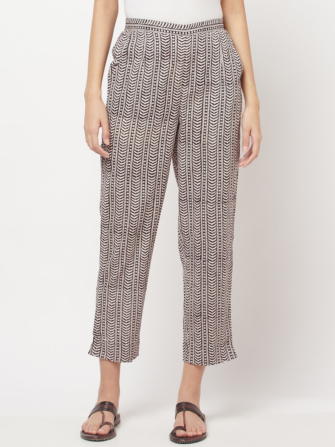 

Fabindia Women Black Checked Cotton Trousers