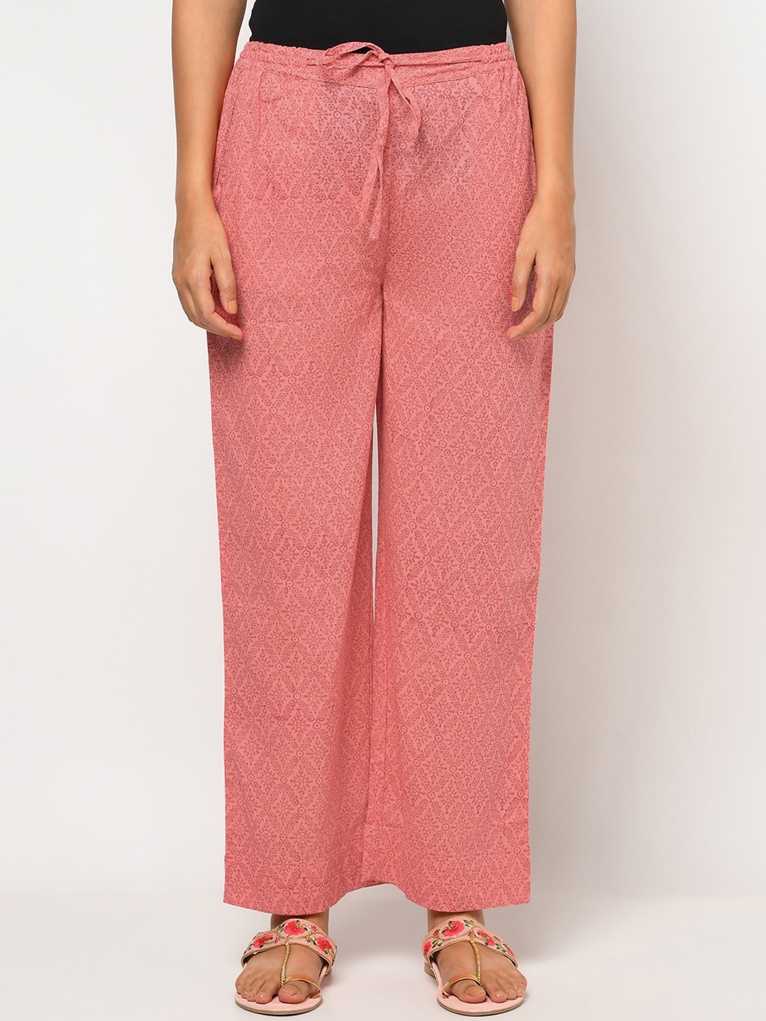 

Fabindia Women Pink Printed Parallel Trousers